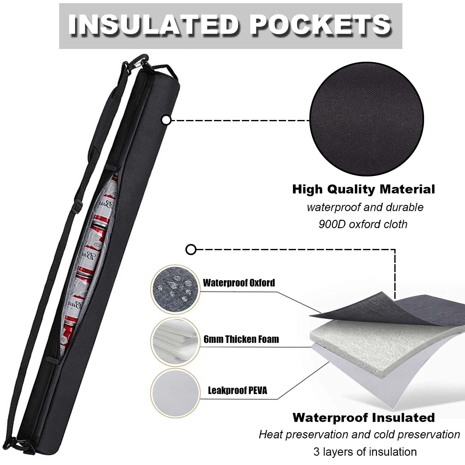 Semikk Insulated Golf Beer Sleeve - 7 Can Capacity Cooler Bag for Golf Bags | Golf Accessories for Men | Perfect for Golf Courses, Tailgating & Outdoor Events