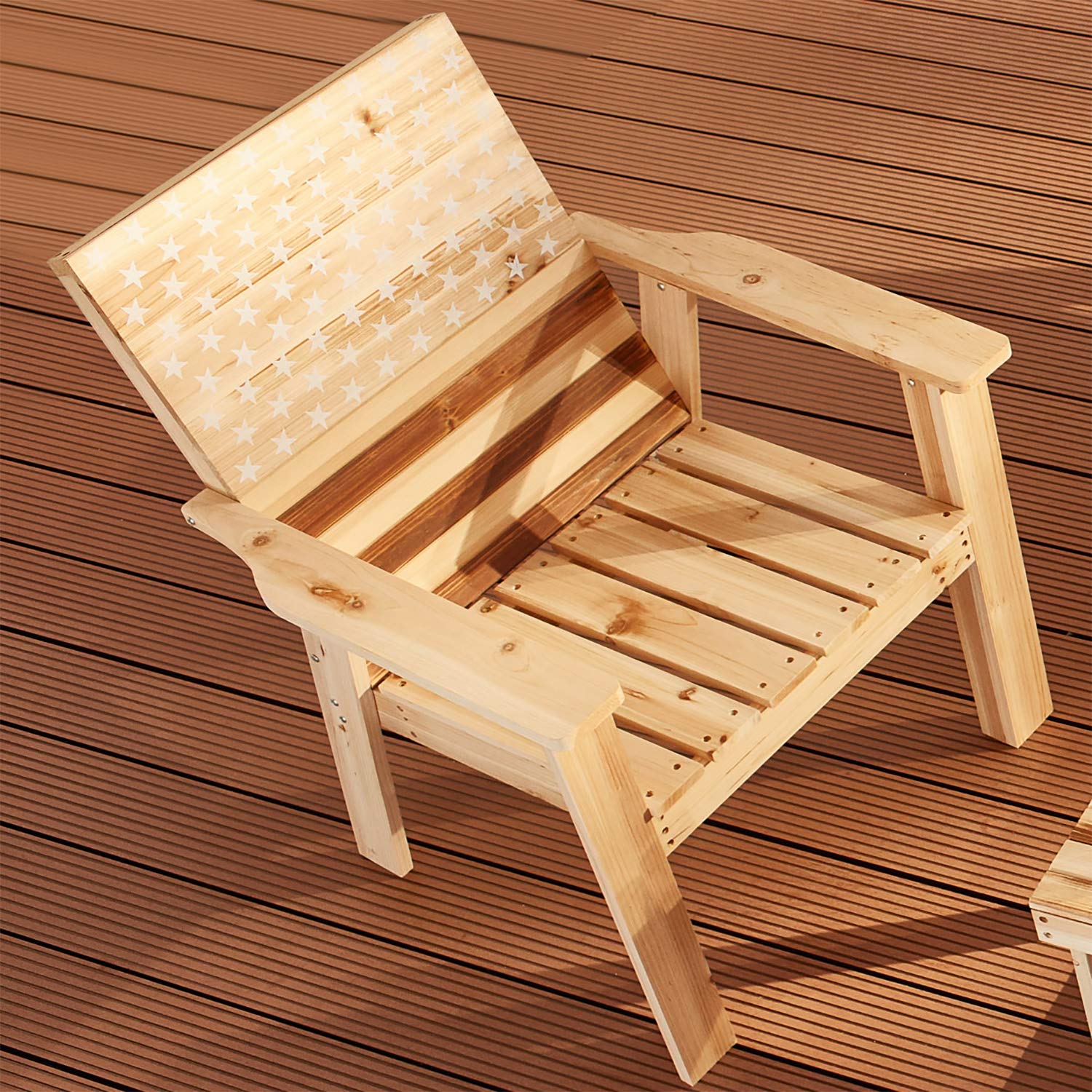 Romayard 2-Piece Fir Wood Patio Dining Chairs Set - Weather-Resistant Outdoor Chairs with Decorative Star Pattern Backrest - Perfect for Garden, Deck, Poolside & Backyard Relaxation