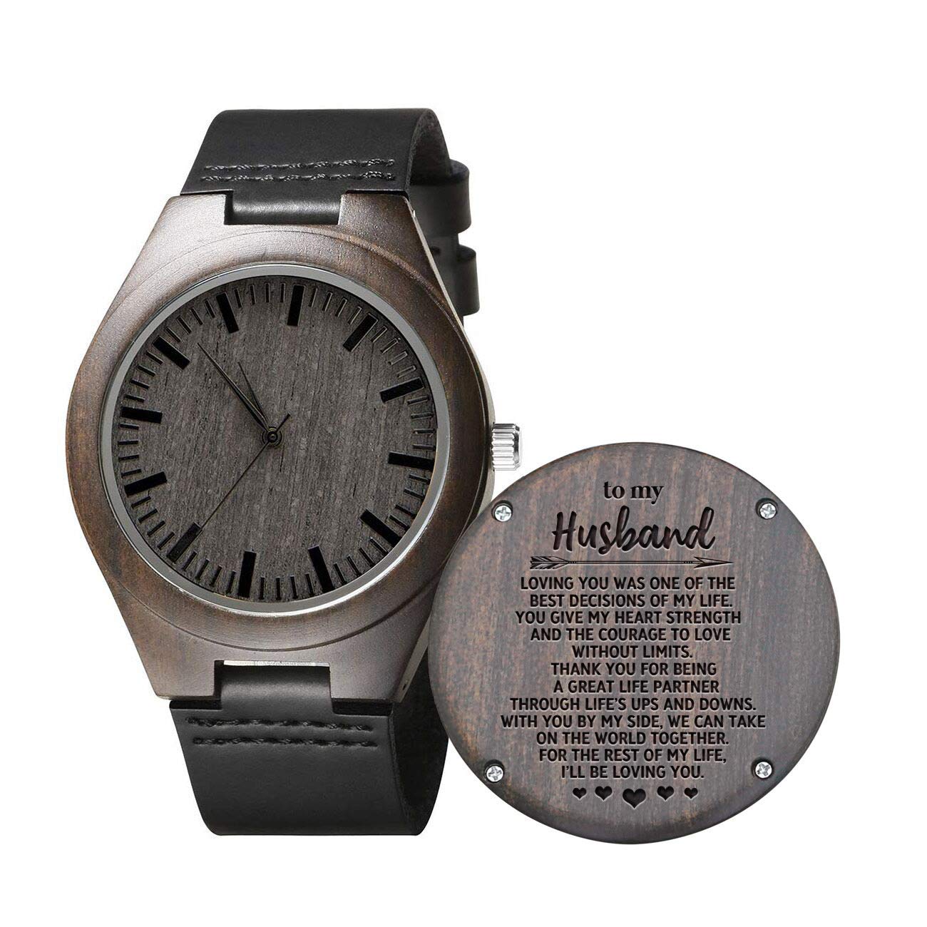 UFOORO Engraved Wooden Watches for Men - Natural Wooden Watch with Custom Personalization | Perfect Gift for Dad, Son, Husband | Birthday, Wedding, Anniversary, Graduation & Christmas Present | Ideal for Casual Wear, Office & Special Occasions