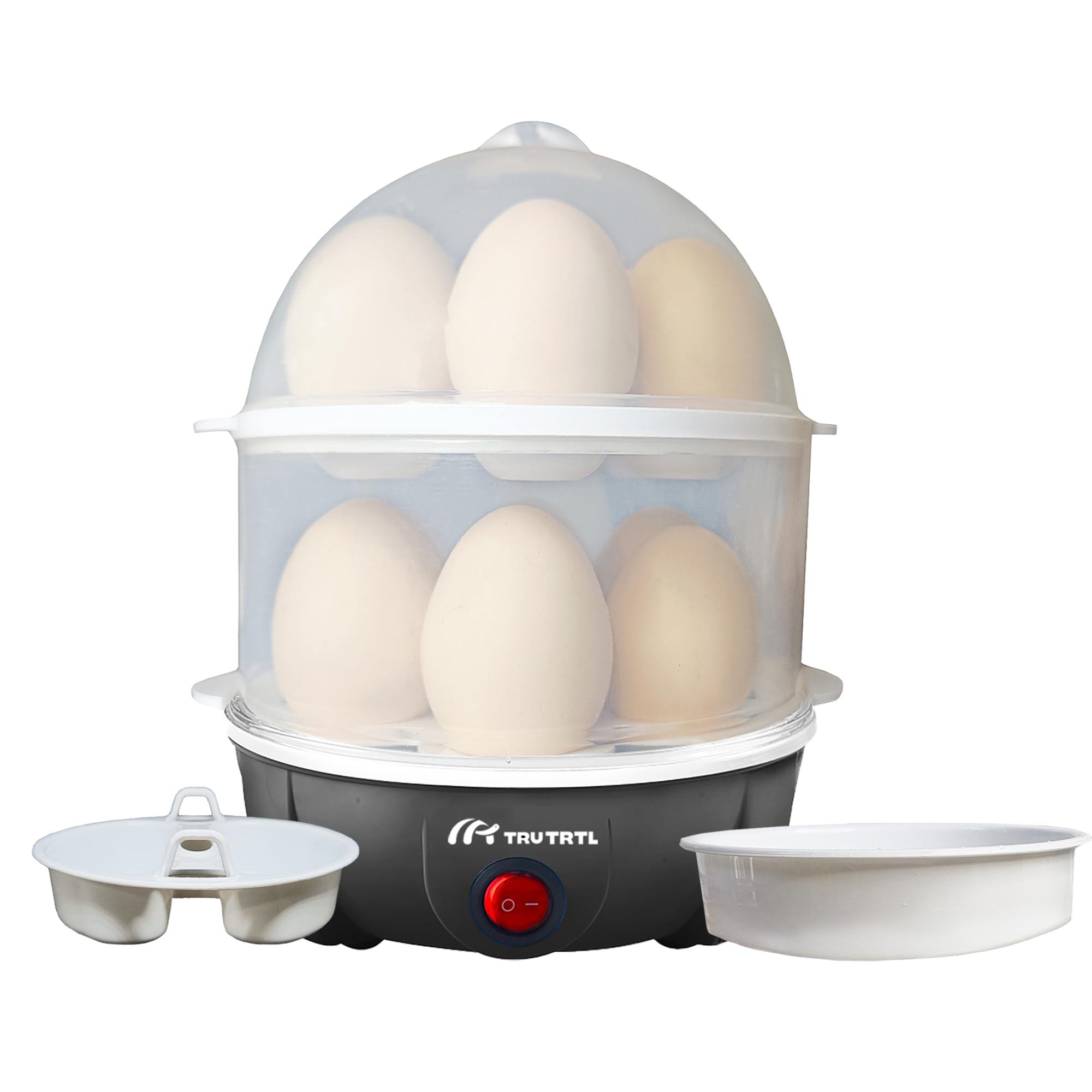 4-in-1 Electric Egg Cooker - Boil 14 Eggs, Poach, Make Omelets & Steam Vegetables/Dumplings | Fast & Easy Breakfast Appliance | Perfect for Home, Office & Dorm Cooking | Royal Black