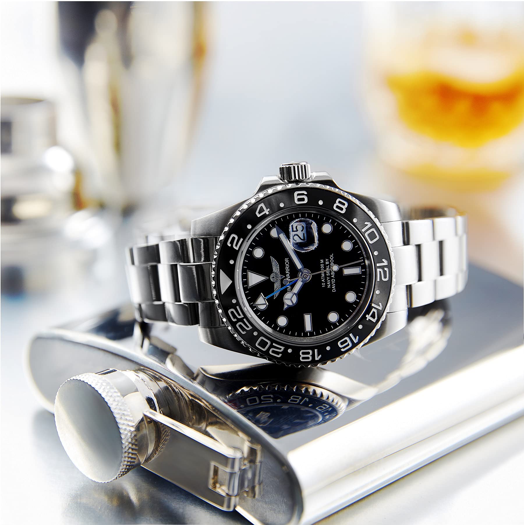GMT Master Automatic Men's Watch - Stainless Steel Water Resistant Chronograph with Ceramic Rotating Bezel, Luminous Hands & Sapphire Crystal Glass | Perfect for Travel, Business & Luxury Gifts