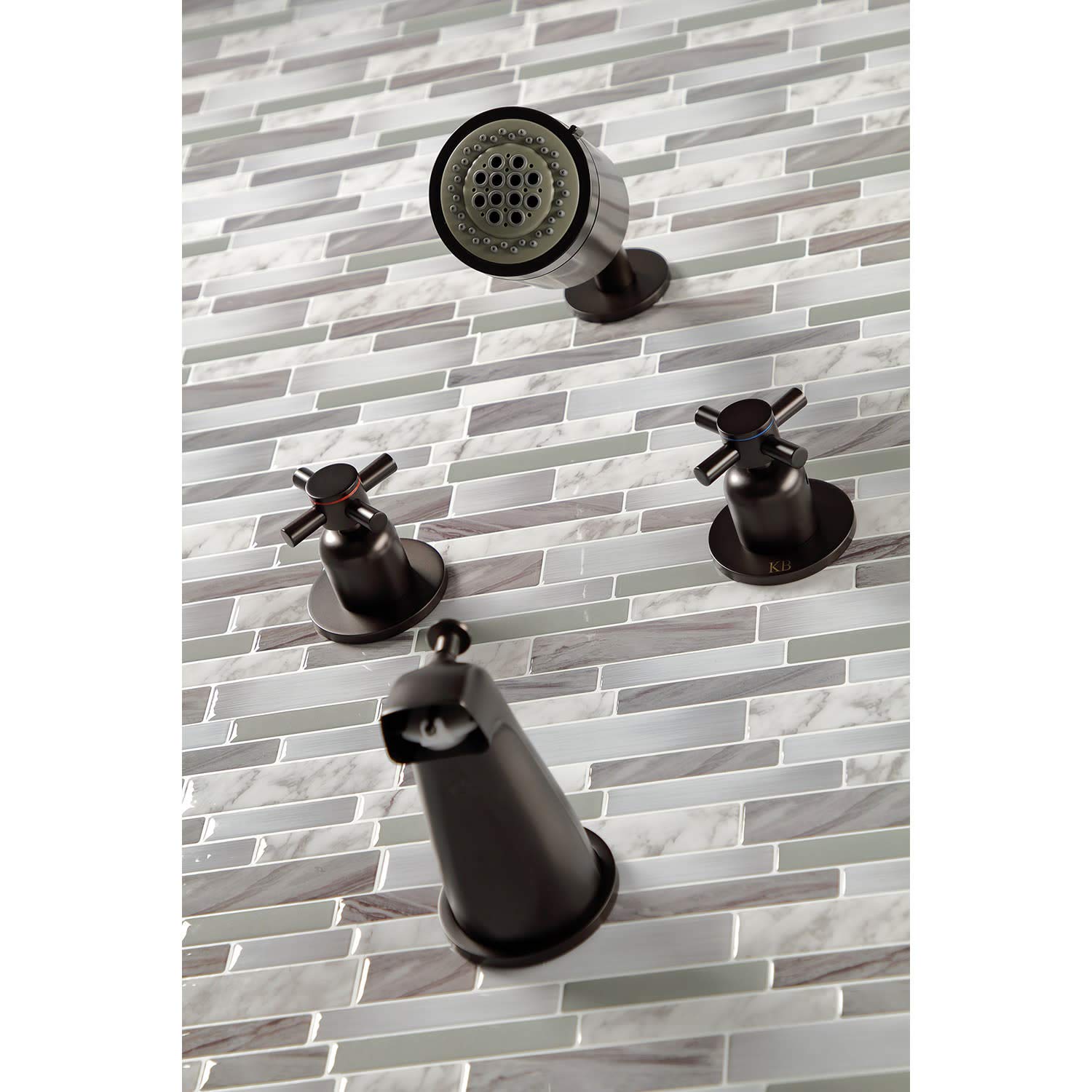 Kingston Brass KBX8148DX Concord Brushed Nickel Tub and Shower Faucet - 7.13 x 13 x 5.5 Inches - Bathroom Fixture for Modern Homes, Spa-Like Shower Experience