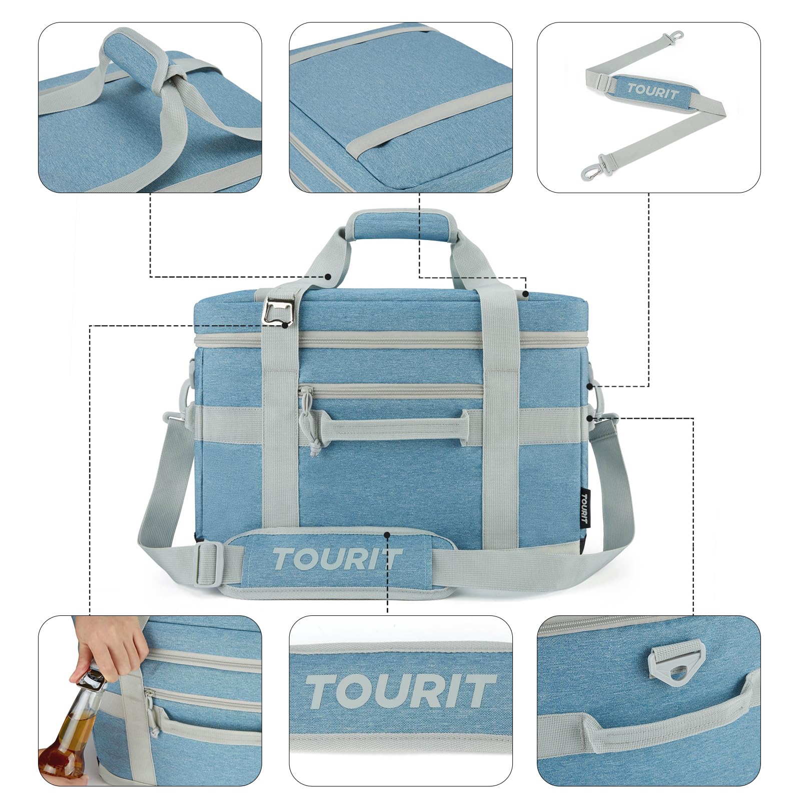 TOURIT 48/60 Can Insulated Soft Cooler Bag - Large Collapsible 32/40L Lunch Cooler for Picnic, Beach, Camping, Work & Travel - Perfect for Outdoor Adventures, BBQs & Road Trips