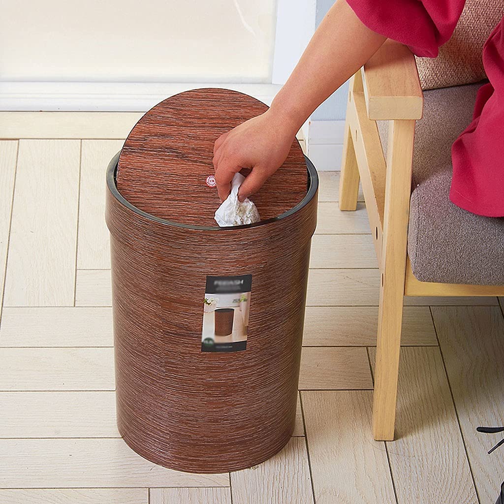 Eco-Friendly Wood Grain Trash Can with Open Lid - Stylish Kitchen & Living Room Waste Bin for Home, Bedroom, Office | Durable Indoor Garbage Storage with Shake-Proof Design | Perfect for Recycling, Organic Waste & Daily Trash Disposal