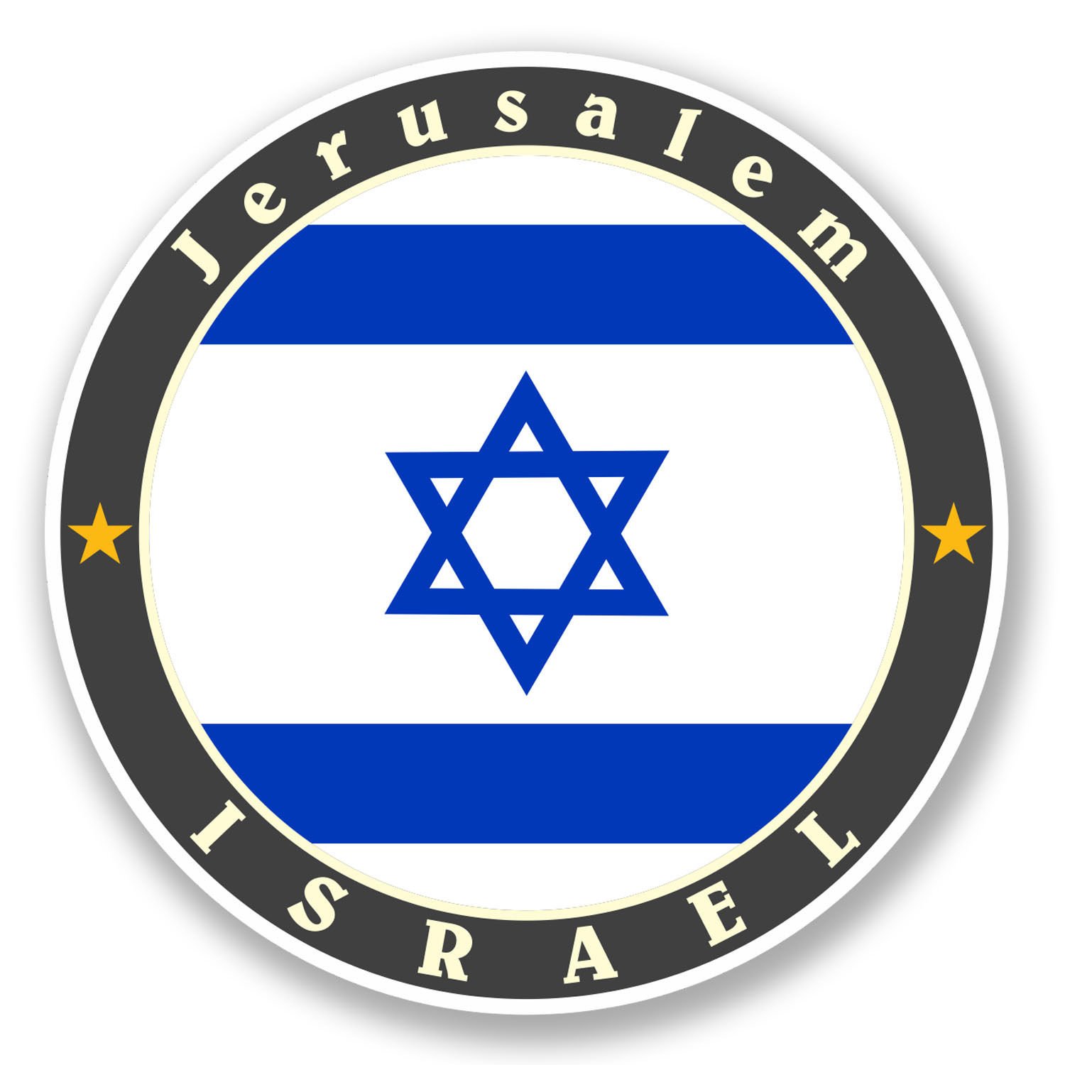2 Pack Jerusalem Israel Vinyl Stickers - Waterproof Decals for Laptops, Cars, Bumpers & Travel Accessories - Perfect for Scrapbooking, DIY Projects & Souvenirs