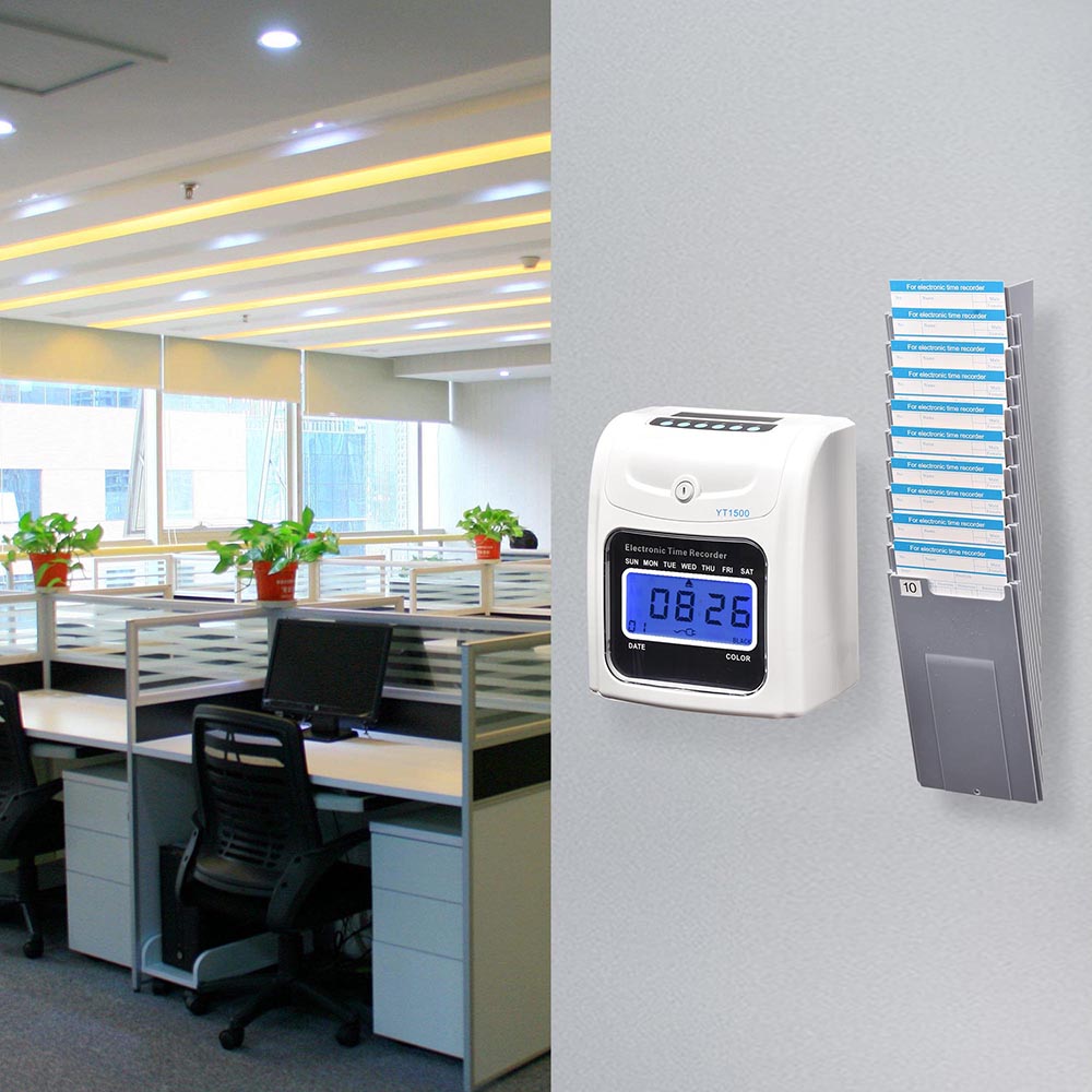 TheLAShop Employee Punch Clock with Time Cards & Holder - Time Tracking System for Small Business, Office & Retail Use