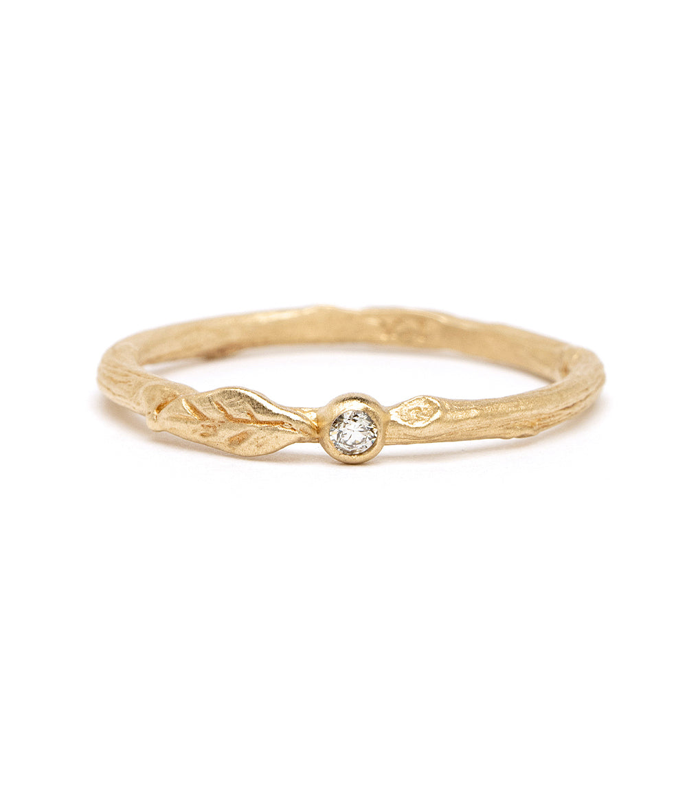 Leaf Diamond Pod Twig Band Stacking Ring - Dainty Nature-Inspired Stackable Rings for Women - Perfect for Layering, Everyday Wear & Special Occasions