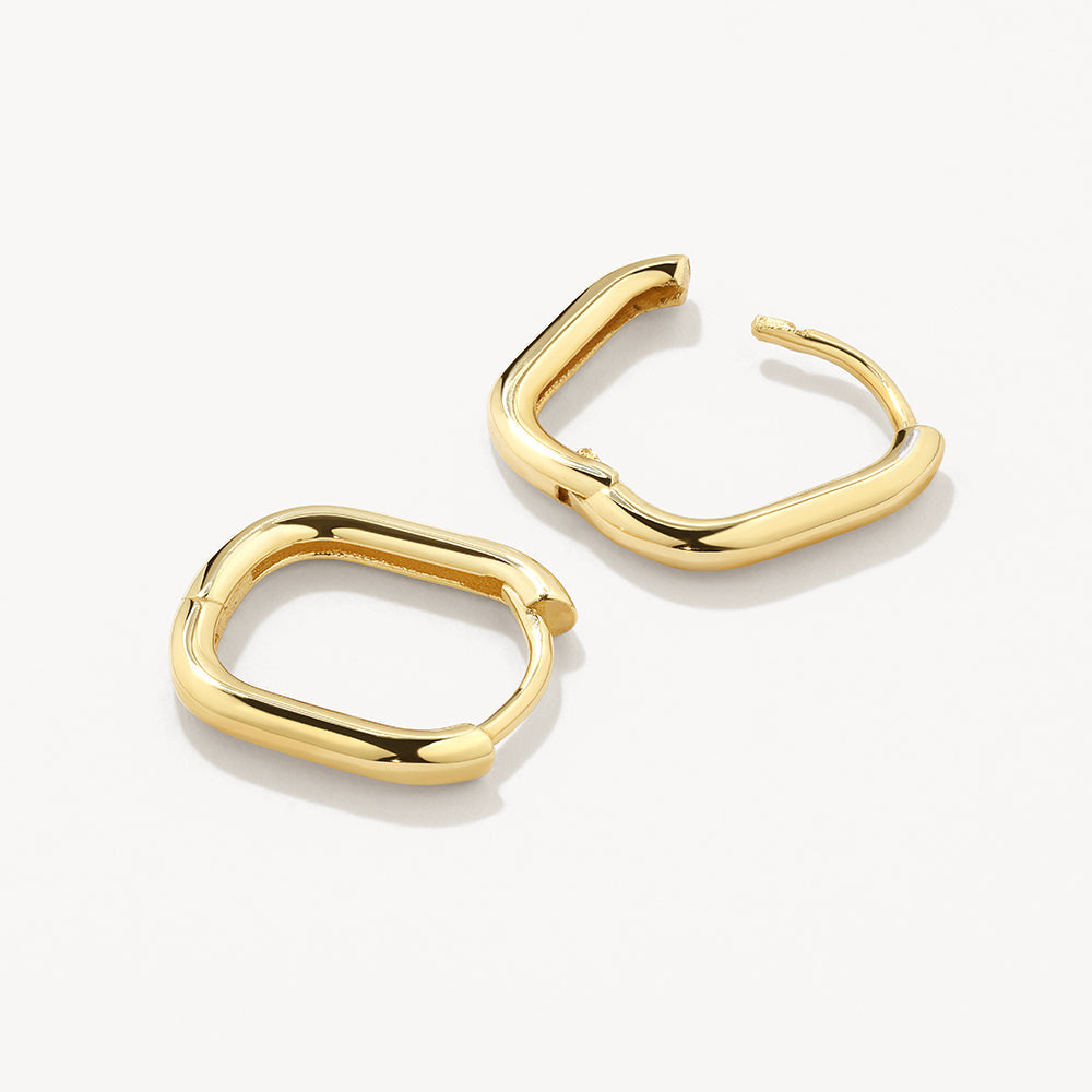 10k Gold Oval Paperclip Huggie Earrings - Minimalist Dainty Hoop Earrings for Women, Everyday Wear & Gift Giving