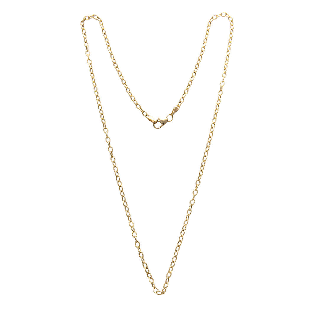 14K Yellow Gold Hammered Link Chain Necklace for Women - Dainty Layering Jewelry for Everyday Wear & Special Occasions