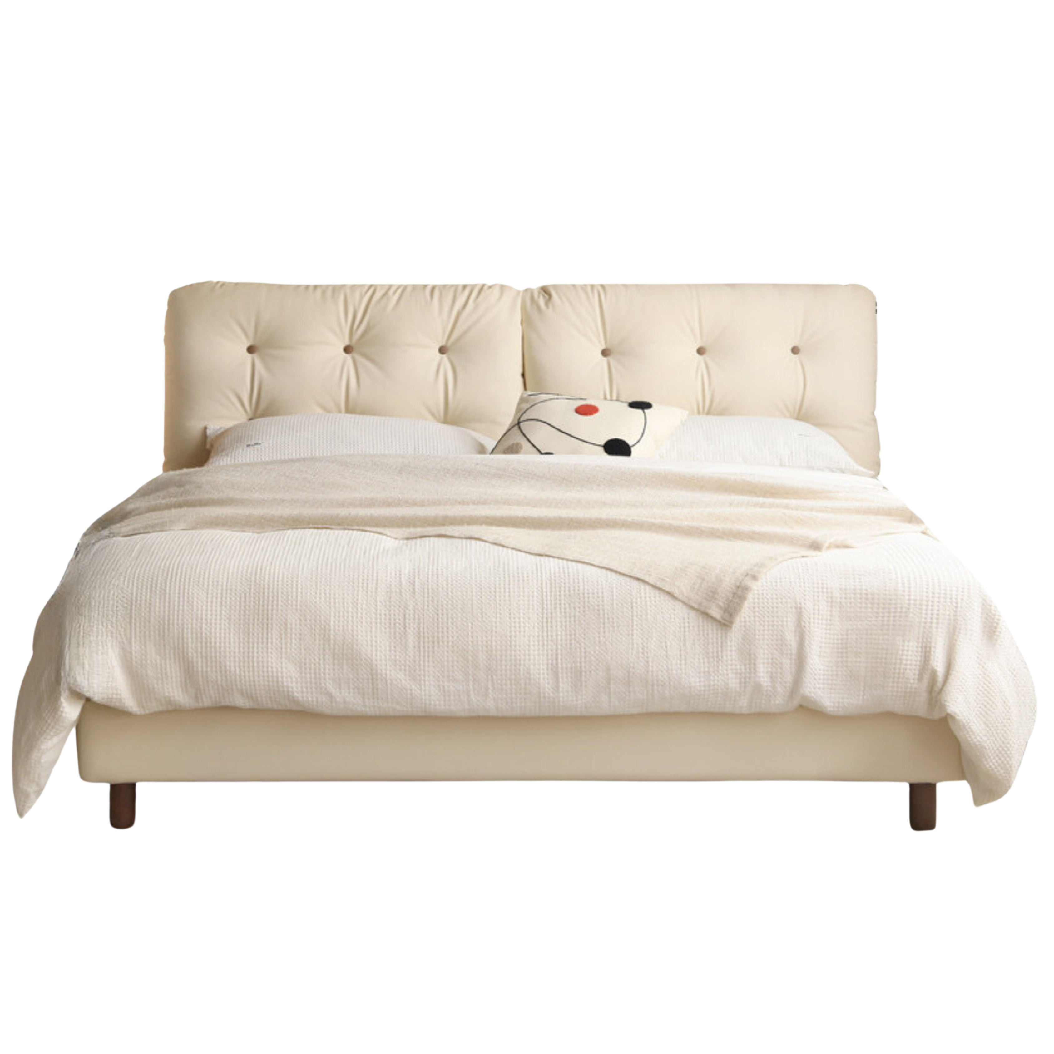 Organic Leather Art Bed - Cream Cloud Soft Mattress for Ultimate Comfort | Perfect for Master Bedrooms, Guest Rooms & Luxury Apartments