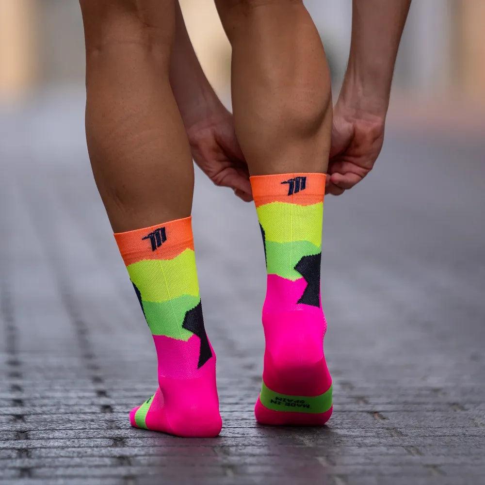 Premium Sporcks Alsace Fluor Cycling Socks - Breathable & Cushioned for Road & Mountain Biking - Perfect for Cycling Enthusiasts & Outdoor Sports