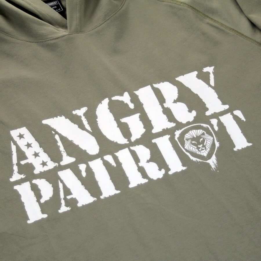 Angry Patriot Army Green Long Sleeve Lightweight Performance Hoodie for Men - Moisture Wicking Workout & Outdoor Activities