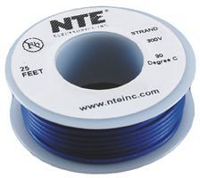 NTE Electronics WH26-06-25 26AWG Hook Up Wire - 25 Feet, Stranded Copper, PVC Insulation, Blue (10-Pack) - Perfect for DIY Electronics, Automotive Wiring & Home Electrical Projects