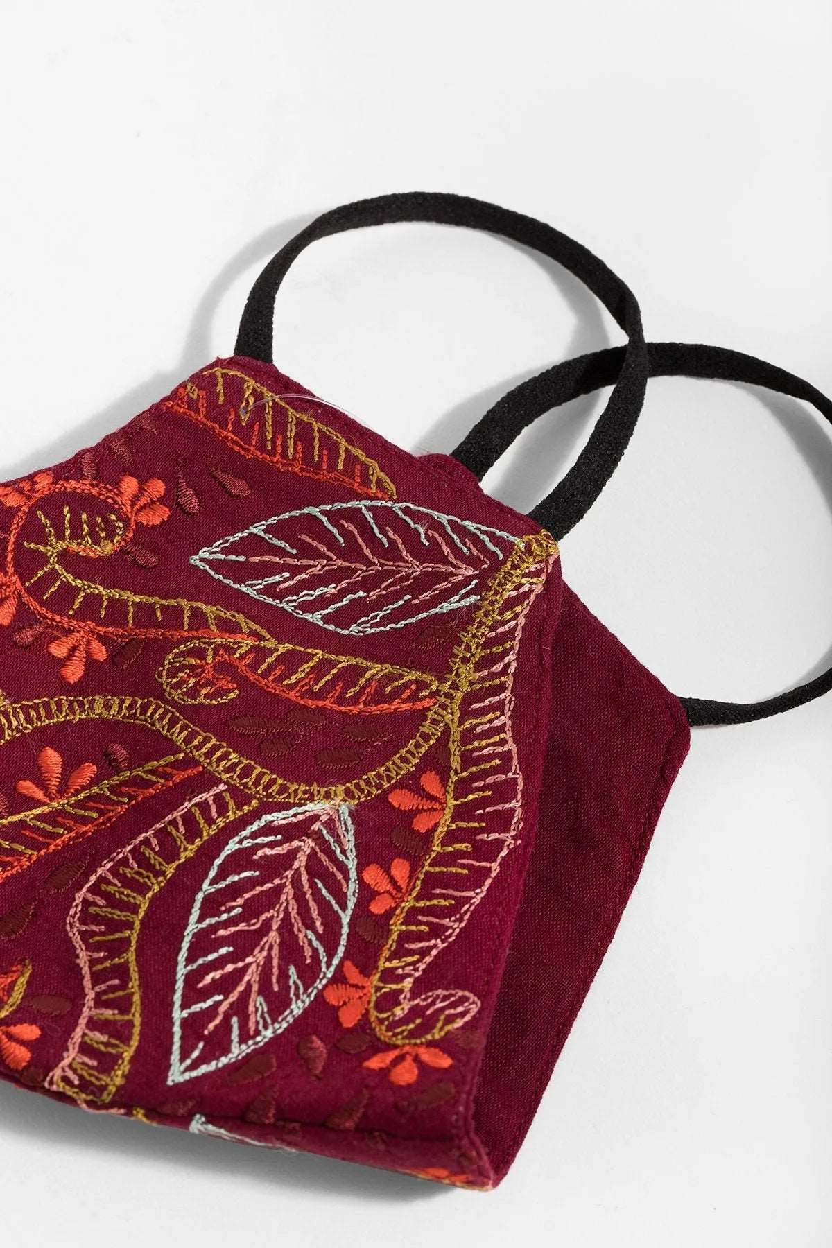 Autumn Embroidered Face Mask - Floral Design Cotton Fabric for Women & Men - Breathable Reusable Fashion Mask for Fall Season - Perfect for Outdoor Activities, Travel, and Daily Protection