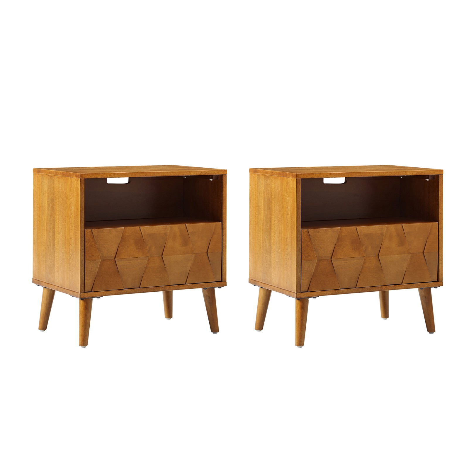 Rosalba Modern Open Shelf Nightstand with Cable Management & Hidden Drawer - Bedside Table for Bedroom, Living Room, Office - Optional Types Available