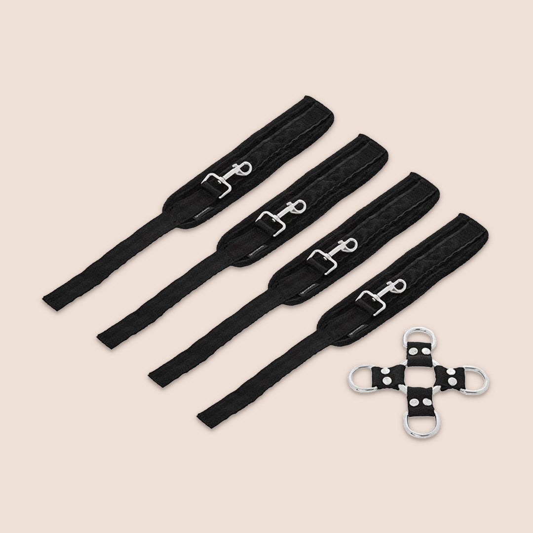Sportsheets 5-Piece Hog Tie & Cuff Set - Adjustable Bondage Restraints with 4 Detachable Cuffs for BDSM, Couples Play & Spicing Up Your Bedroom
