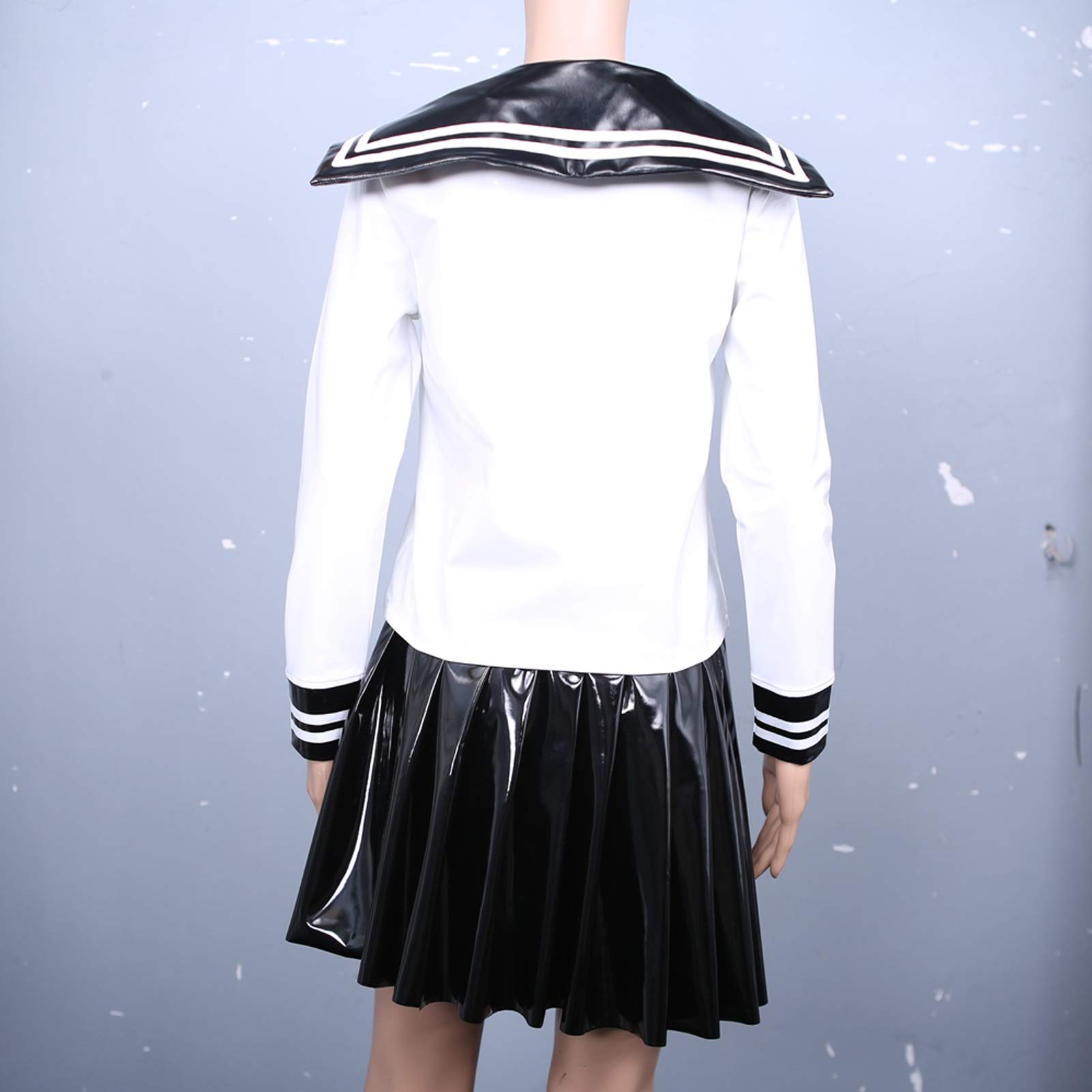 Leesuo Women's Sexy Faux Latex Japanese Schoolgirl Sailor Uniform Babydoll Outfit - Anime Cosplay Costume for Halloween, Party & Roleplay