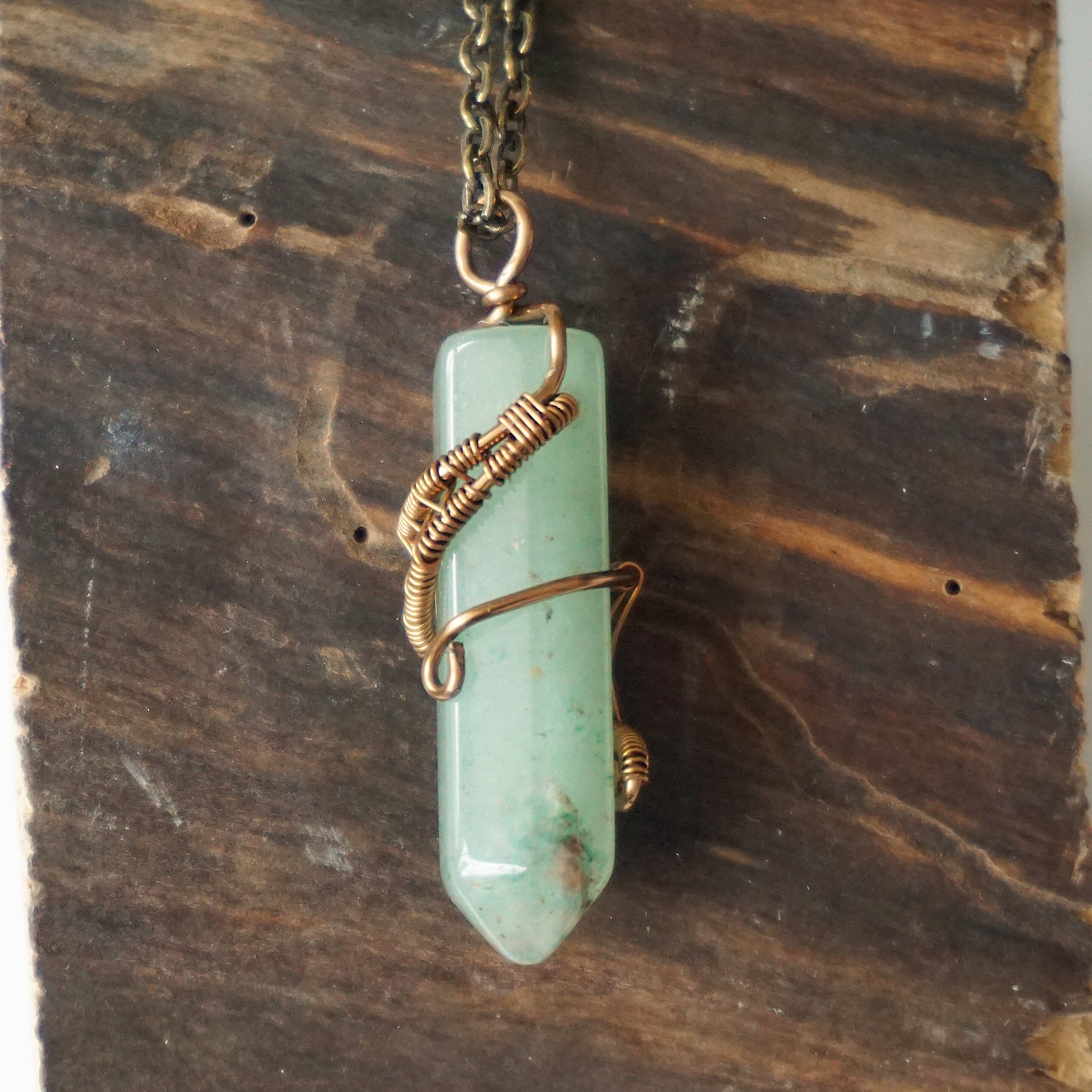 Natural Green Aventurine Antique Bronze Crystal Pendant Necklace - Hexagonal Charm Necklace for Women | Spiritual Healing Jewelry, Boho Chic Accessory, Gift for Her | Perfect for Meditation, Yoga & Energy Balancing