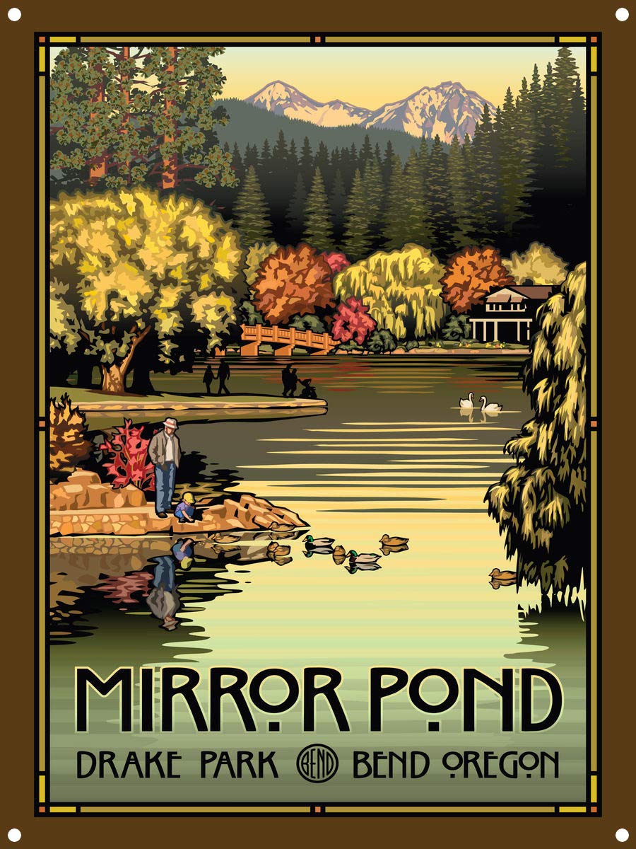 Paul Leighton Autumn Metal Art Print 8.5x11.5 - Mirror Pond Travel Art for Home Decor