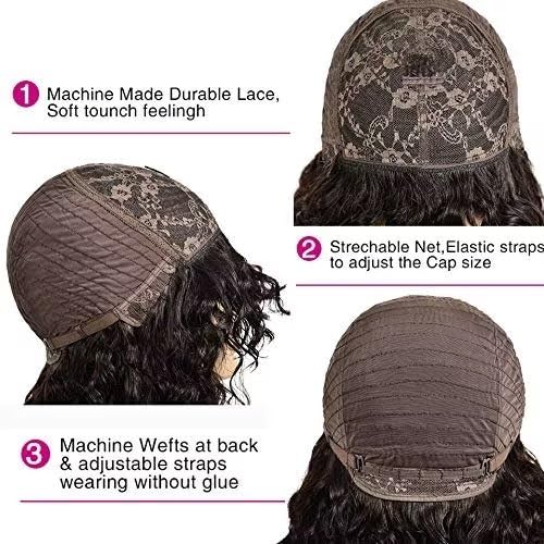 CLASSINE 24 Inch Brazilian Human Hair Wig for Women - Curly Glueless Lace Front Wig with Bangs, Natural Black Hair Replacement for Daily Wear & Cosplay