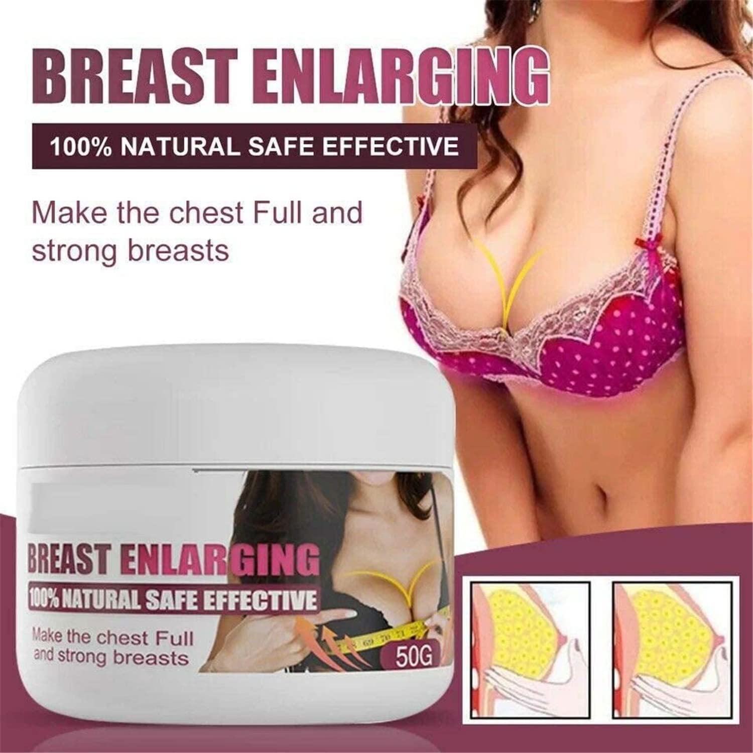 Natural Breast Enhancement & Firming Cream for Women - Breast Enlargement Massage Cream with Organic Ingredients - Hip & Butt Lifting Cream (2 Pack) - Perfect for Daily Body Care & Confidence Boost