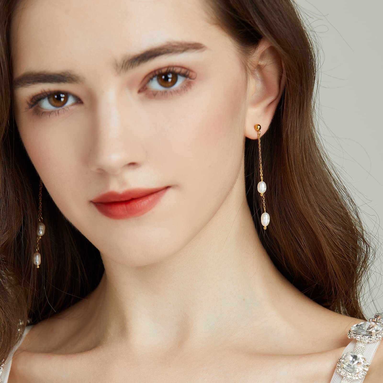 Gold Pearl Drop Earrings for Women - Elegant Dangling Pearl Tassel Earrings for Bridesmaid, Prom, Anniversary & Special Occasions | Perfect Wedding Jewelry Gift for Her