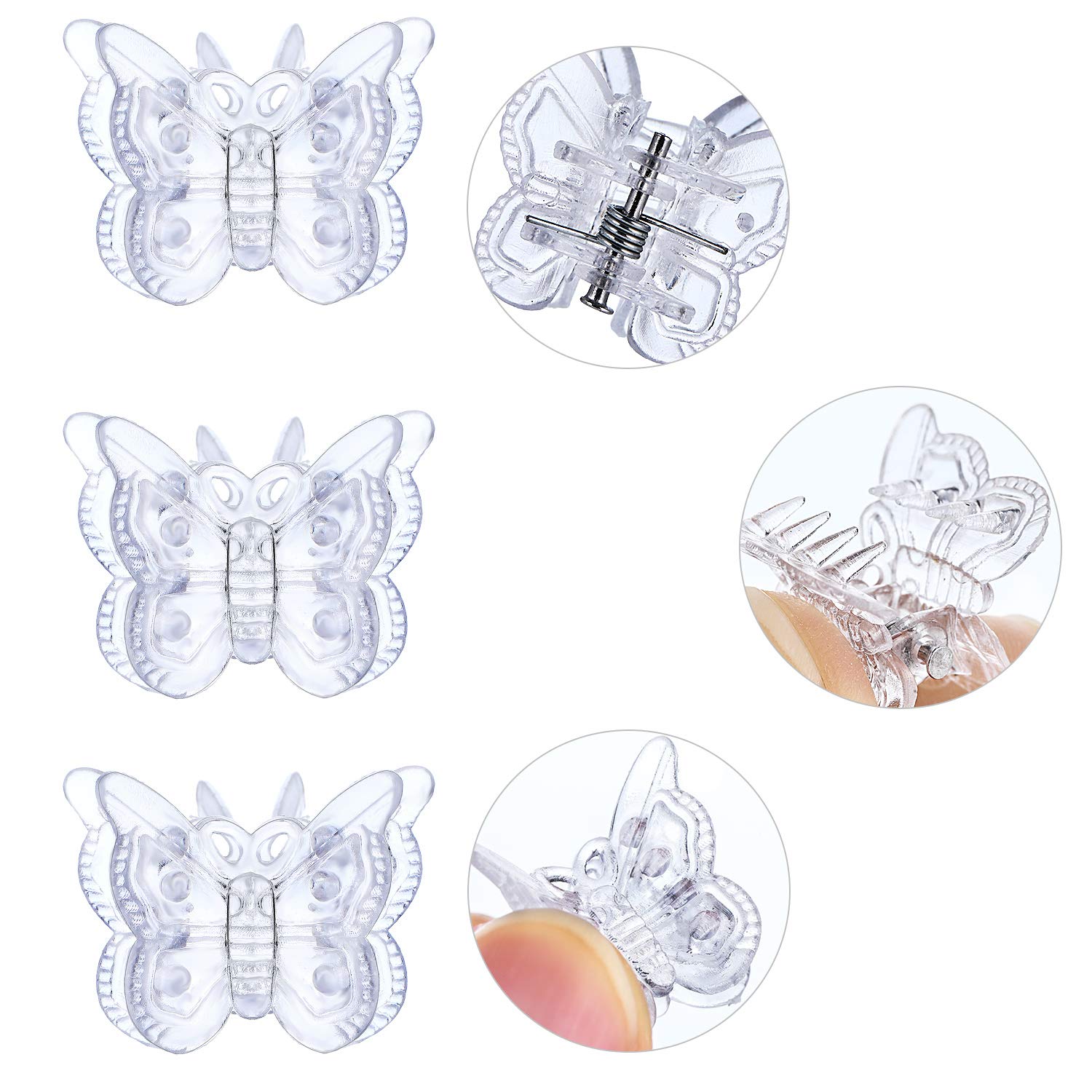 60 Pieces Mini Butterfly Hair Clips - Clear Plastic Hair Claws for Women & Girls - Hair Accessories for School, Work, and Everyday Styling