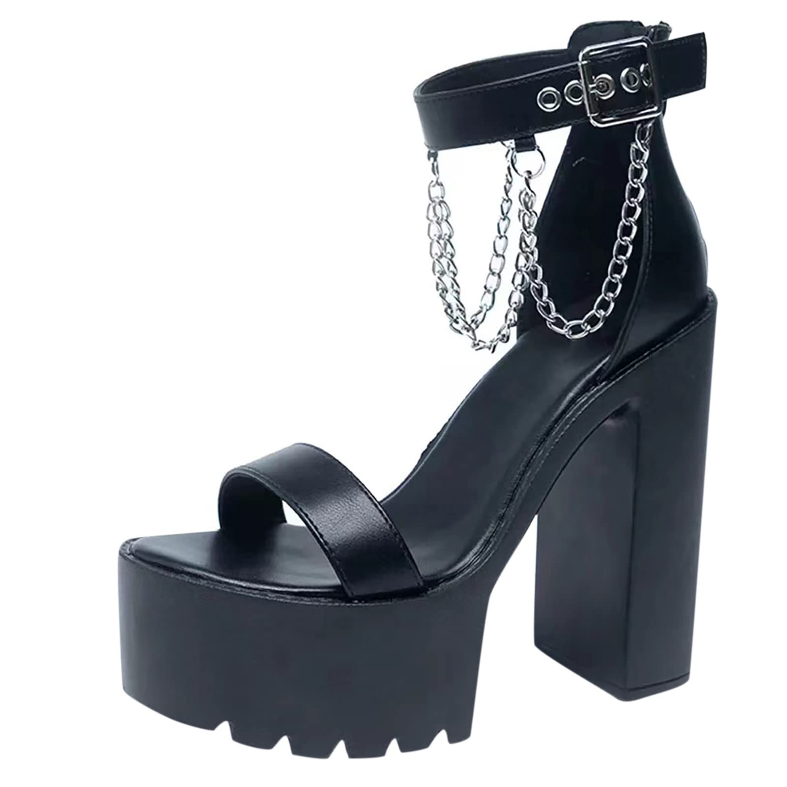 Women's Thick Black Waterproof Platform Sandals - Chunky Heel, Zippered Casual Shoes with Buttery Soft Feel - Perfect for Beach, Travel & Everyday Wear