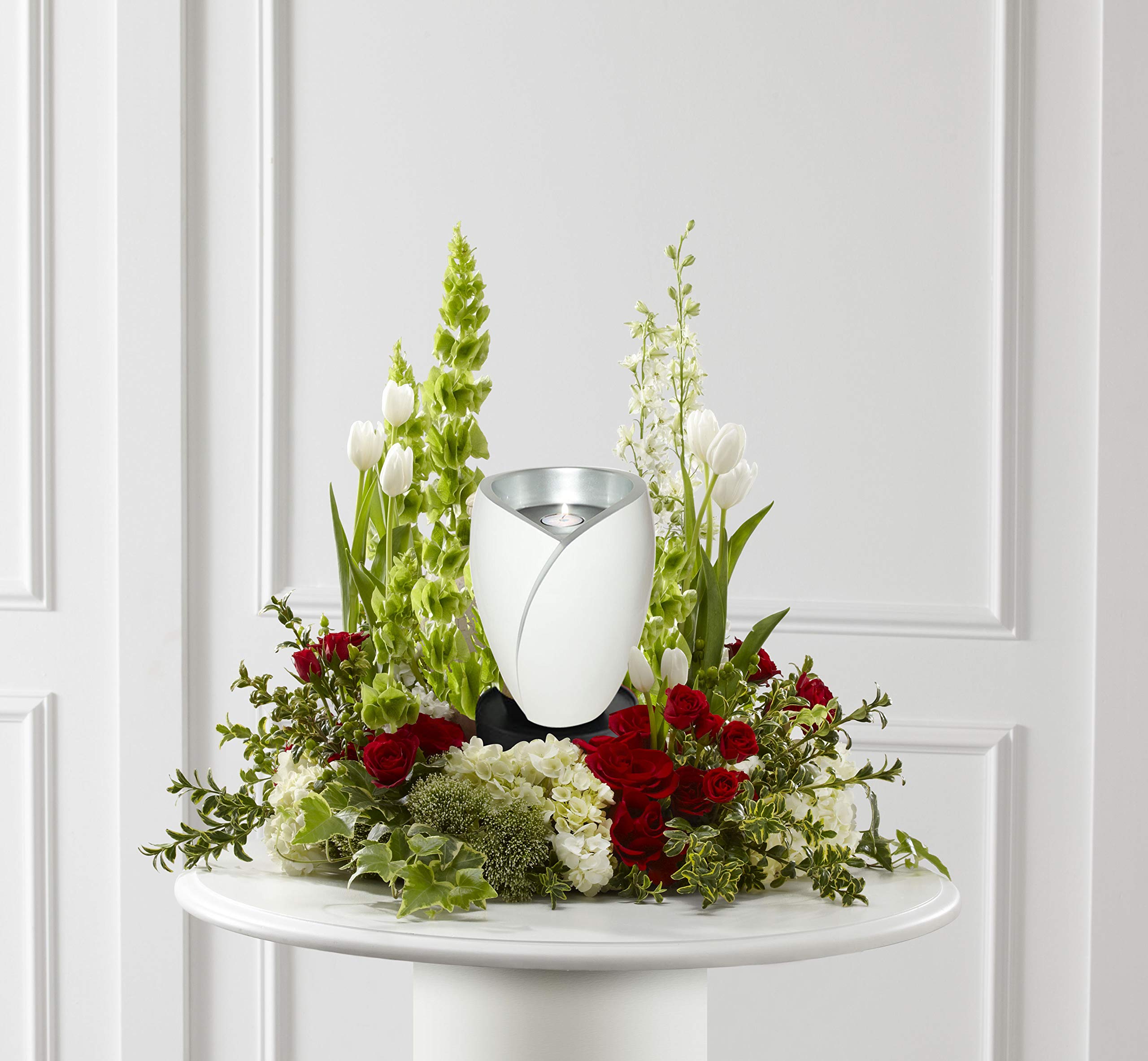 Handmade Fiberglass Cremation Urn for Adults - Lightweight Funeral Urn for Ashes with Free Velvet Bag & Ash Bag - Elegant White & Silver Design - Perfect for Memorial Services, Home Display & Scattering Ceremonies