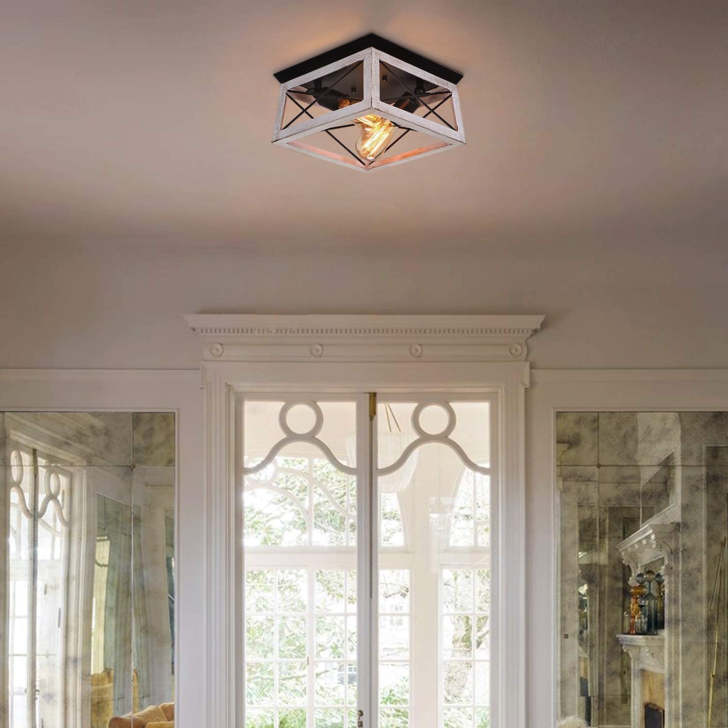 Luupyia 1-Light & 2-Light Farmhouse Pendant and Ceiling Light Fixture Set - Vintage Multidirectional Flush Mount Lighting for Kitchen, Dining Room, and Bedroom