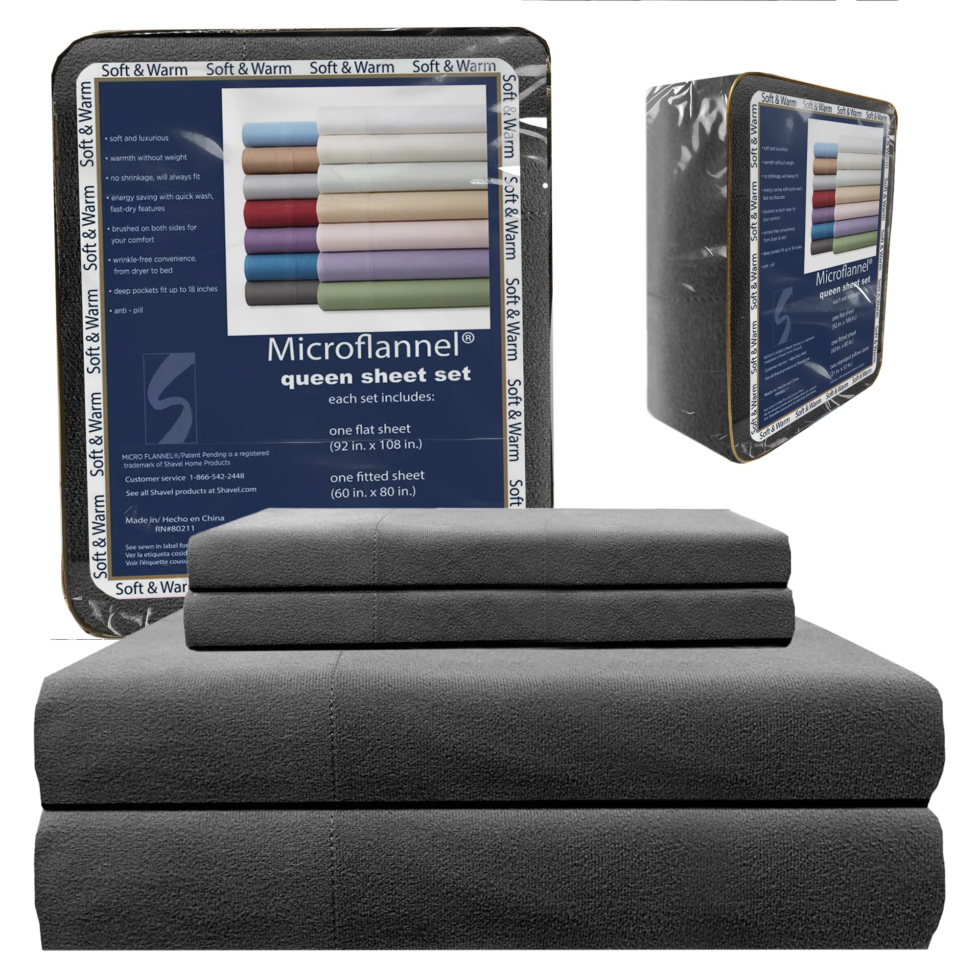 Thermee Micro Flannel Queen Size Sheet Set - 18