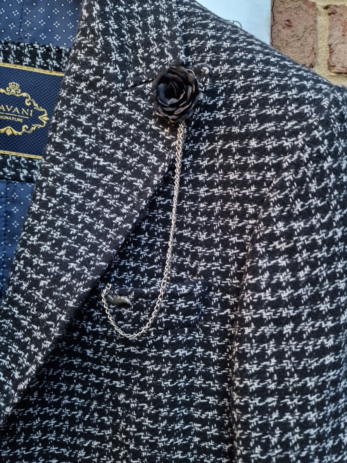 Cavani Signature Black and White Houndstooth Overcoat for Women | Classic Wool Blend Winter Coat | Perfect for Office, Parties & Formal Events