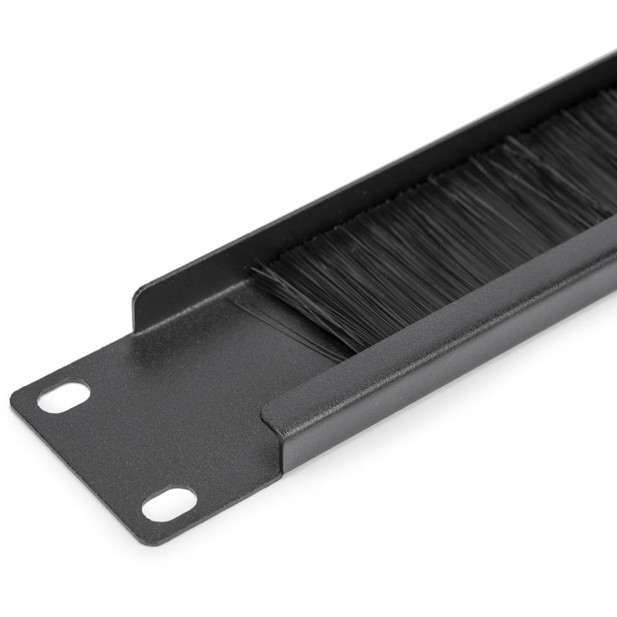 1U Rack Mount Cable Management Brush Panel - Black | Server Rack Cable Organizer for Data Center & Home Office Networking