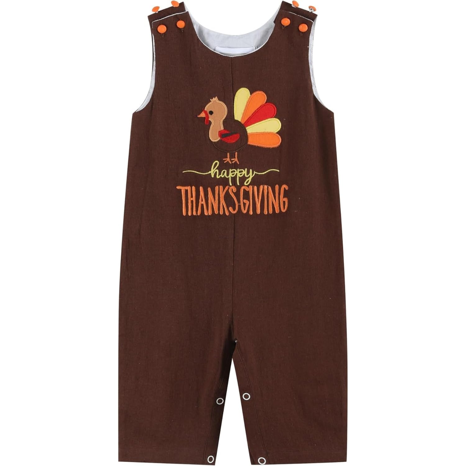 Lil Cactus Brown Happy Thanksgiving Turkey Overalls - Adorable Baby Outfit for Thanksgiving Family Gatherings & Photo Shoots