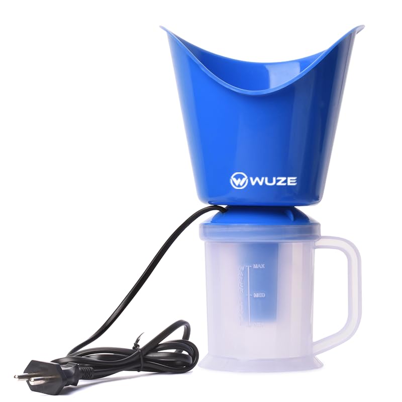 Wuze 3-in-1 Steamer for Cold, Cough & Nasal Congestion Relief - Facial Steamer, Vaporizer & Steam Inhaler for Adults & Kids (Blue) - Perfect for Home, Travel & Office Use