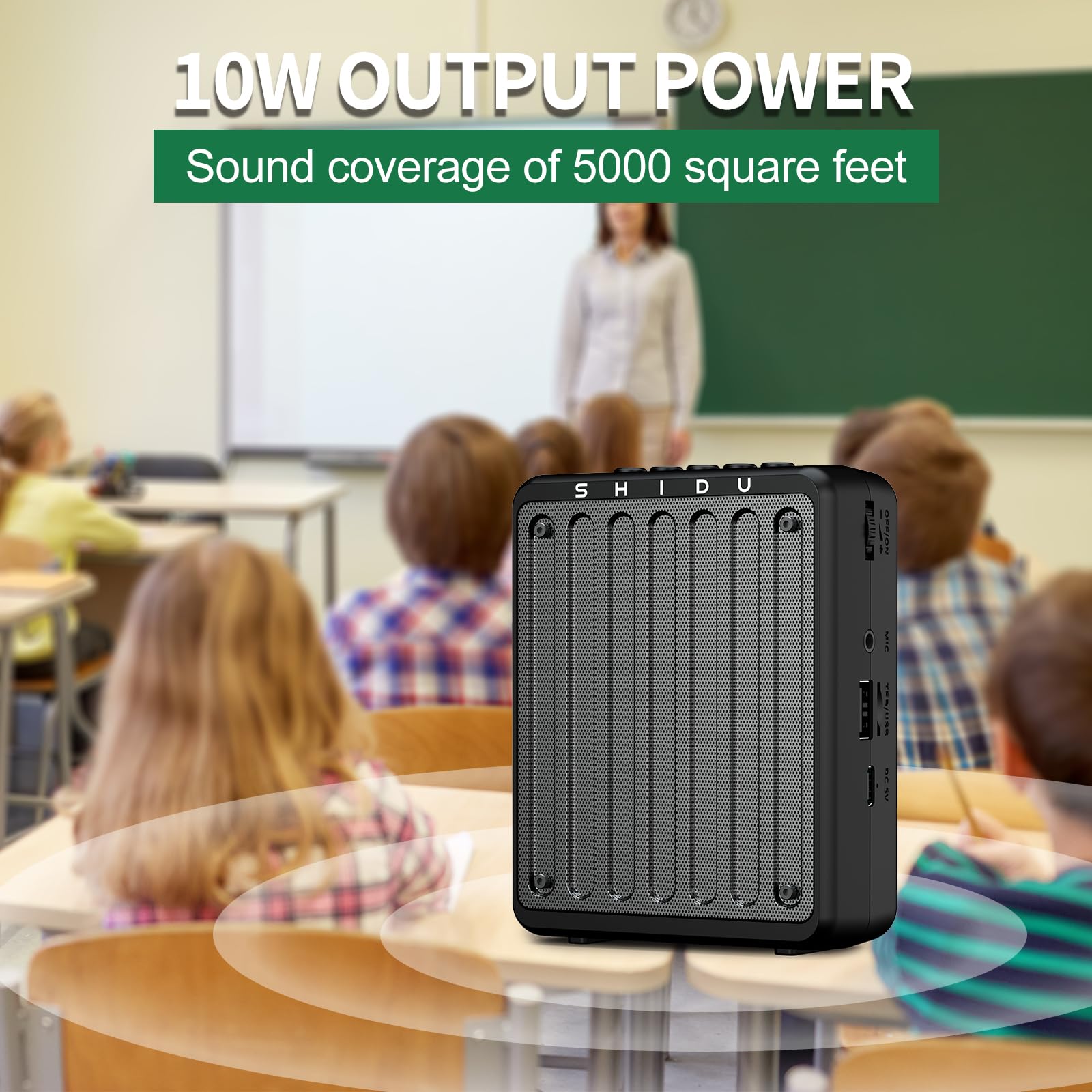 SHIDU M200 Mini Bluetooth Voice Amplifier with Wired Microphone Headset - Portable Rechargeable Speaker for Teachers, Tour Guides, Public Speaking, Meetings & Yoga Classes (Black) | Ideal for Classroom Instruction, Outdoor Tours, Presentations & Group Fitness Sessions