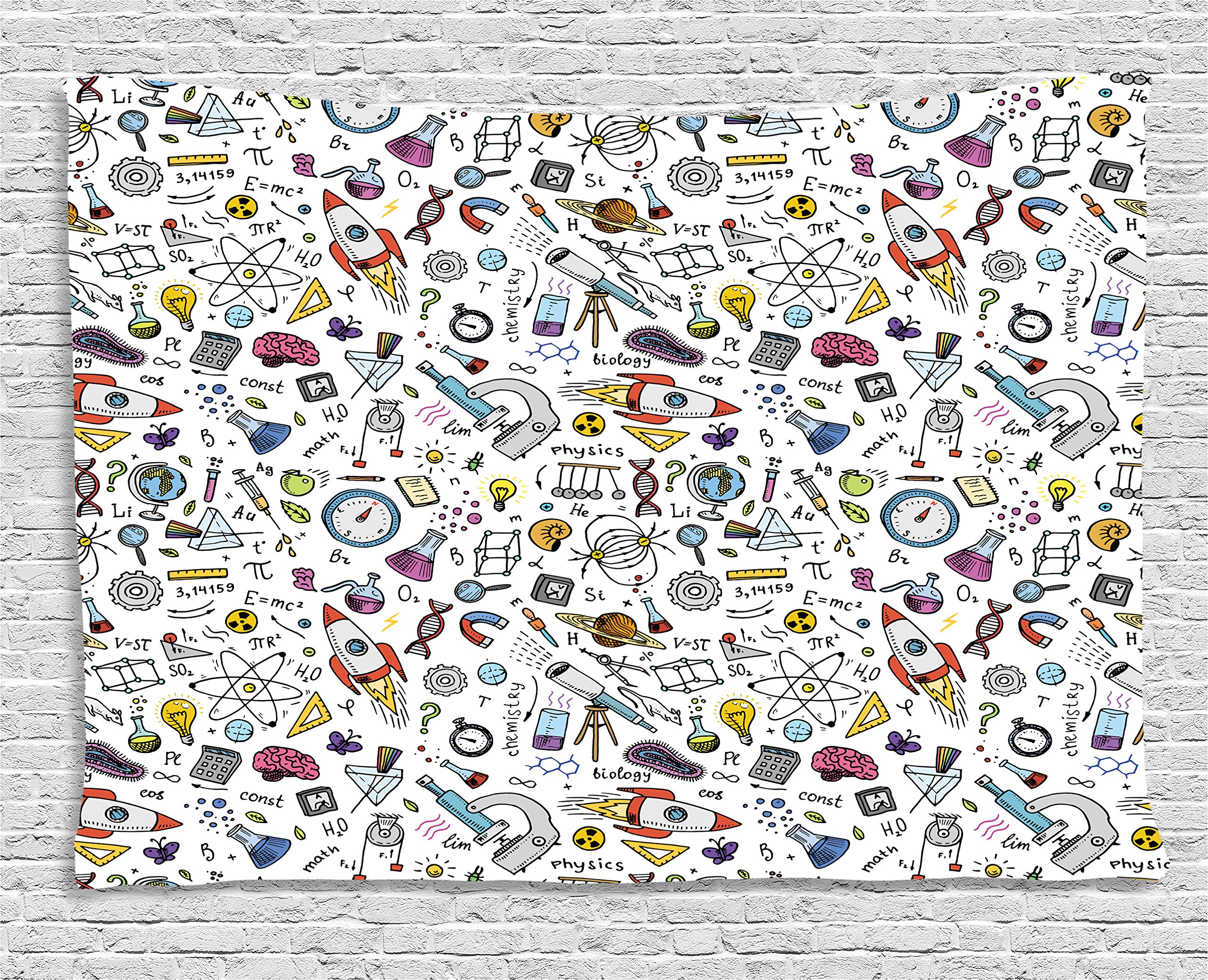 Ambesonne Science Tapestry - Physics & Math Formulas Laboratory Design Wall Art for Bedroom, Living Room, Dorm Decor - 60