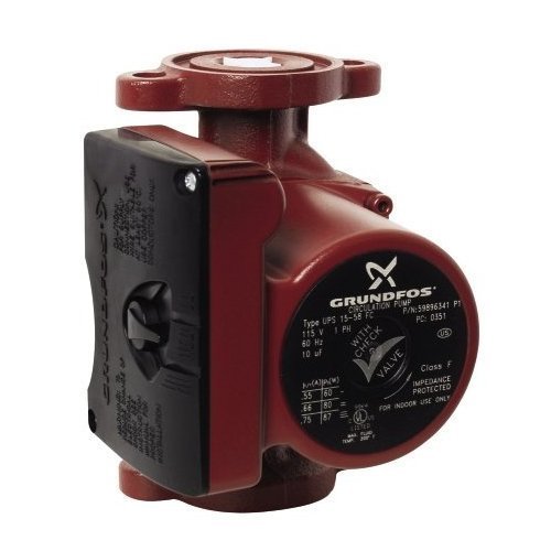Grundos UPS 15-58 FC Cast Iron Recirculation Pump - 35.6°F Low Temperature, High Efficiency Hot Water Circulation for Home Heating Systems & Underfloor Heating