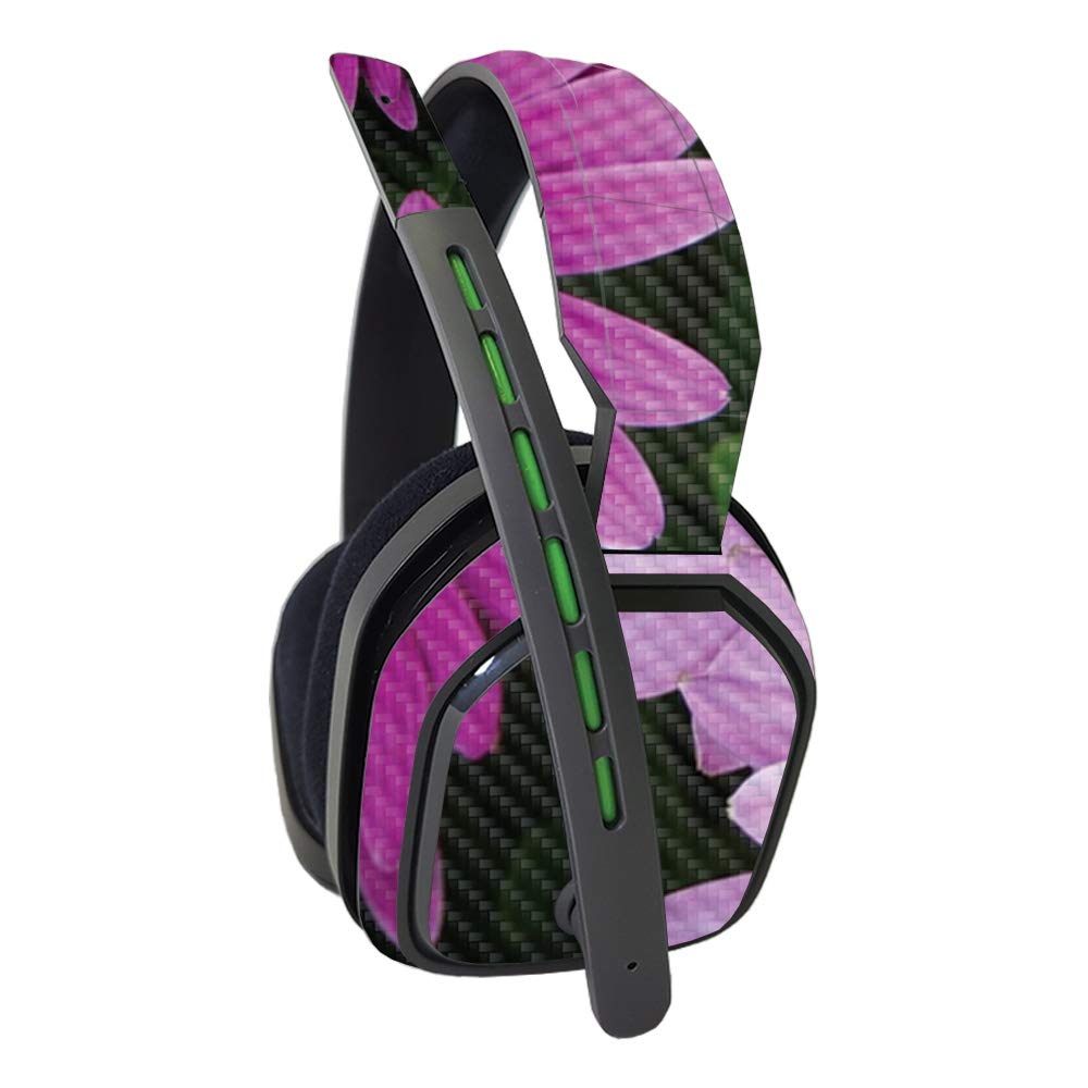 Premium Carbon Fiber Skin for Astro A10 Headset - Purple Floral Design | Durable Protective Cover with Textured Finish | Easy Installation | Made in USA | Perfect for Gaming, Travel & Customization