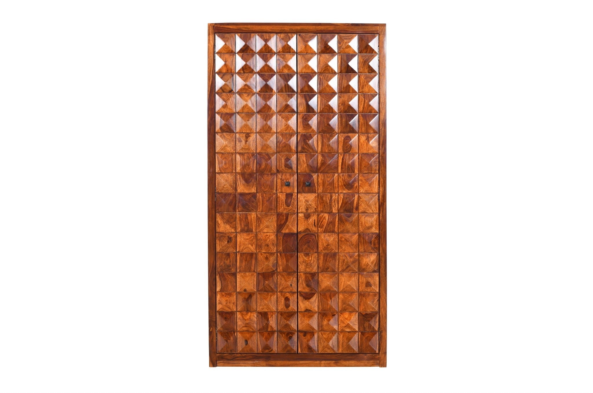 Premium Solid Sheesham Wood Wardrobe Cabinet - Handcrafted Indian Diamond Design - 100x50x200cm (39x20x79 inches) - Luxury Bedroom Storage for Clothes, Shoes & Accessories