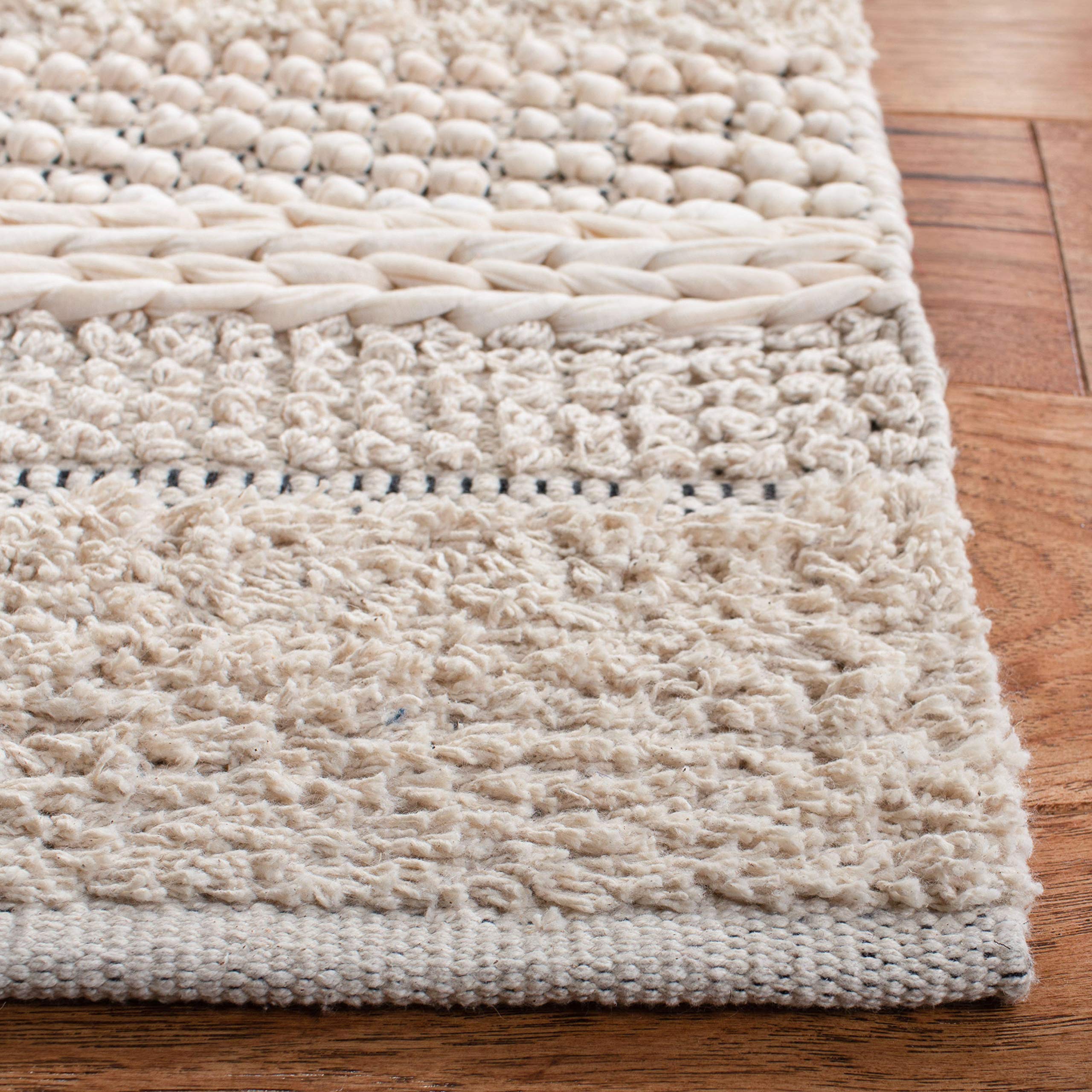 SAFAVIEH Natura Collection 6' Square Ivory NAT651A Handmade Cotton Area Rug - Soft & Durable for Living Room, Dining Room, Bedroom Decor | Perfect for Home, Office & High-Traffic Areas