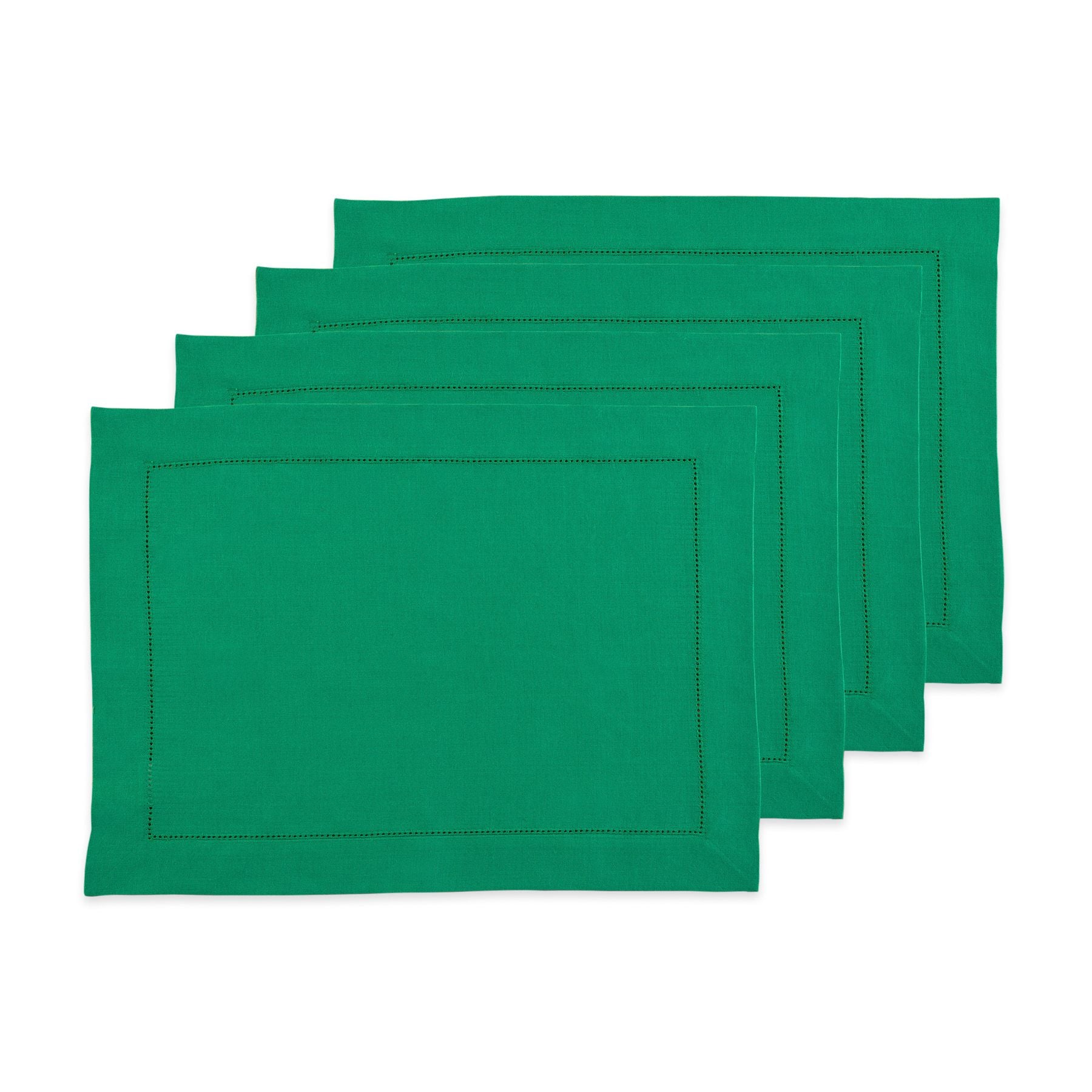 Elegant Classic Hemstitch Placemats Set of 4 - Premium Linen Table Mats for Dining Room Decor - Perfect for Thanksgiving, Christmas Dinner & Formal Entertaining
