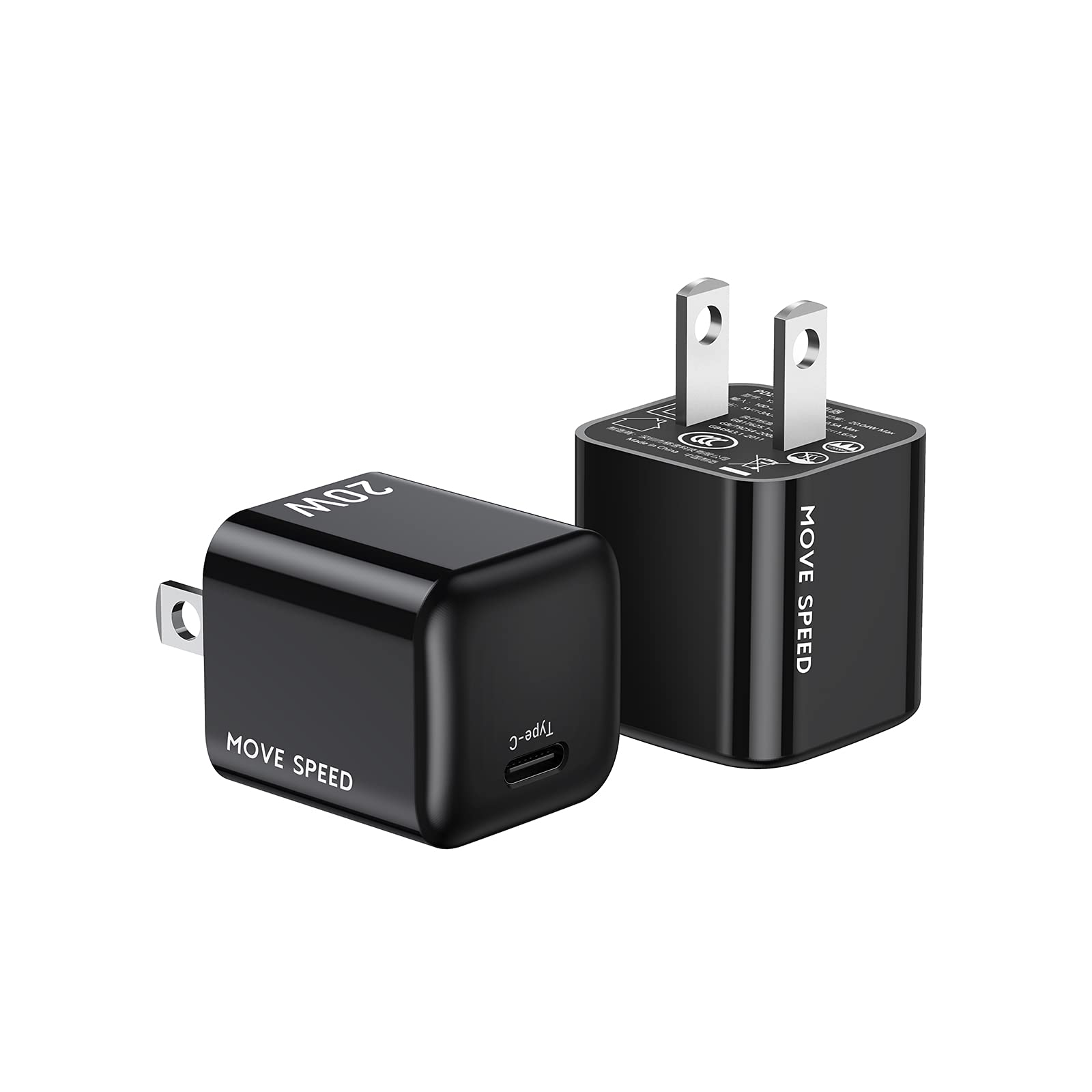 20W USB C Fast Charger (2 Pack) - MOVESPEED PD Wall Charger, Compact & Durable Quick Charging Block for iPhone 14/13/12/11 Series, Galaxy S23/S22, Pixel 7/6, iPad Pro/Mini - Perfect for Home, Office & Travel Charging