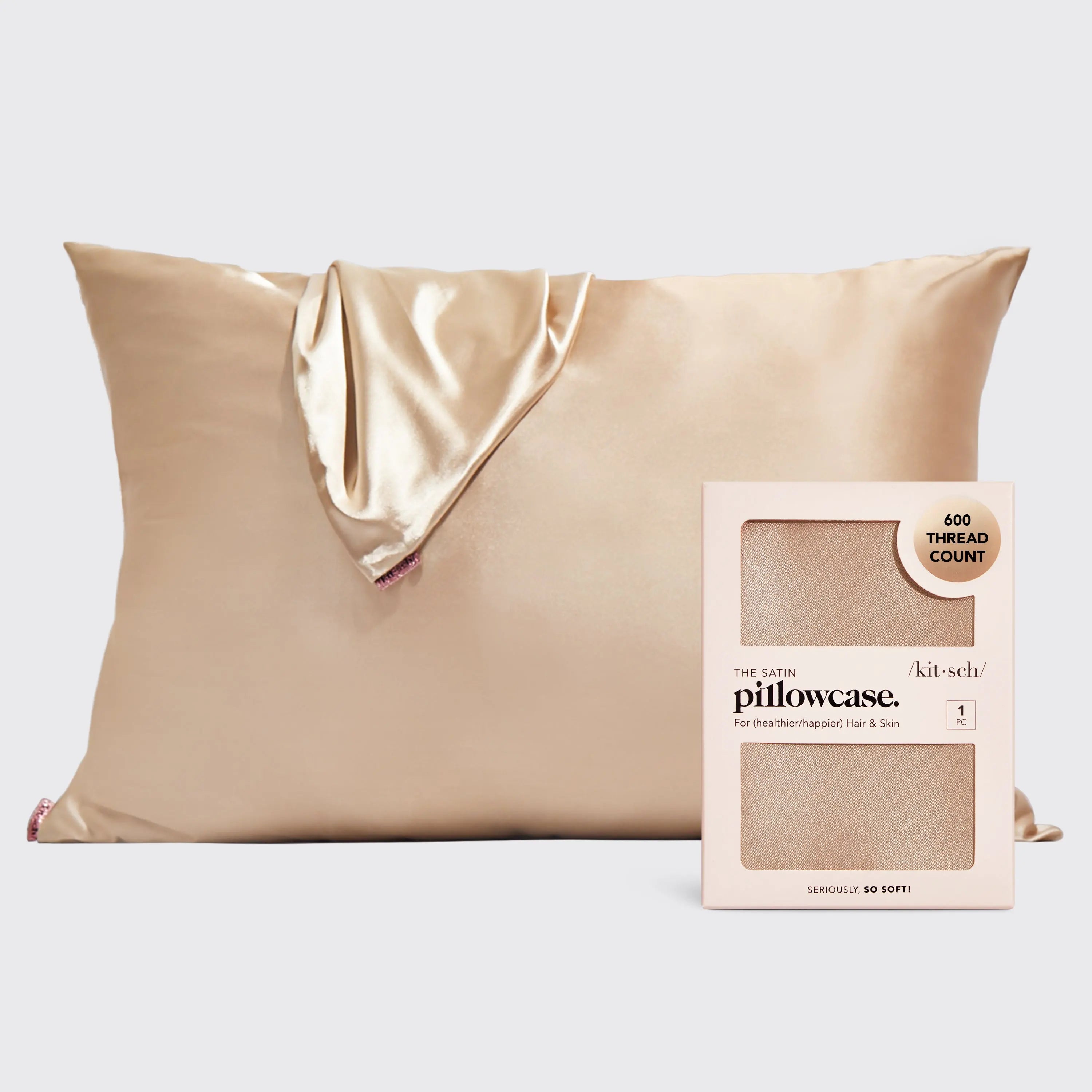 Kitsch Standard Satin Pillowcase for Hair & Skin - Soft Cooling Pillow Cover for Women & Men - Perfect for Beauty Sleep, Curly Hair Protection & Nighttime Skincare Routine