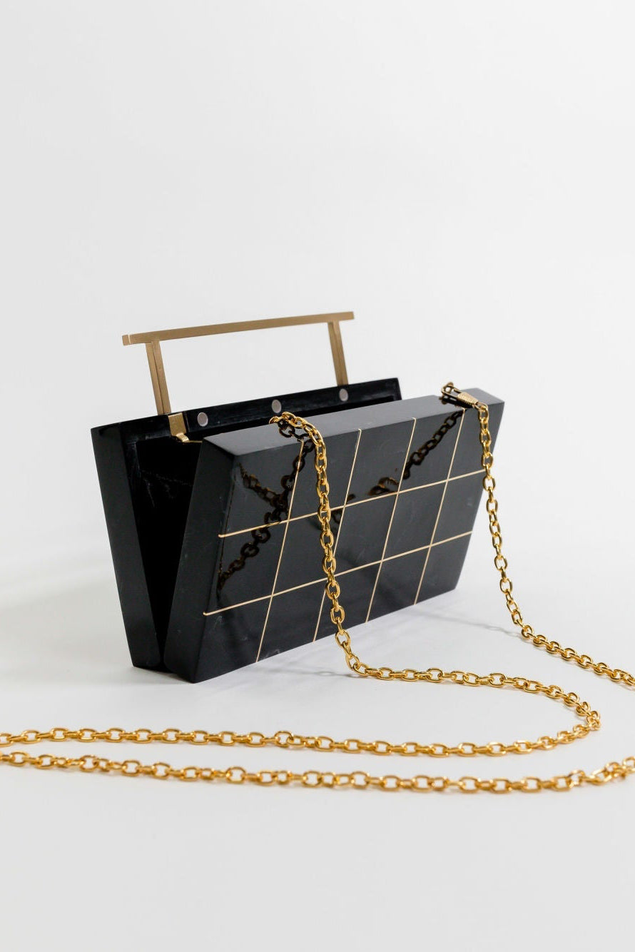 Elegant Crystalline Clutch Purse - Shimmering Onyx Black Evening Bag for Women | Perfect for Parties, Weddings & Special Occasions