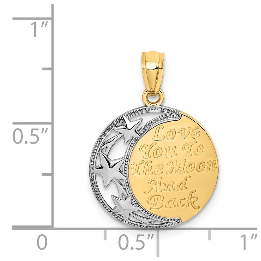 14K Yellow Gold Moon and Star Pendant Necklace - Elegant Rhodium Plated Zodiac Jewelry for Women - Perfect for Birthday Gifts, Anniversary Presents & Everyday Wear