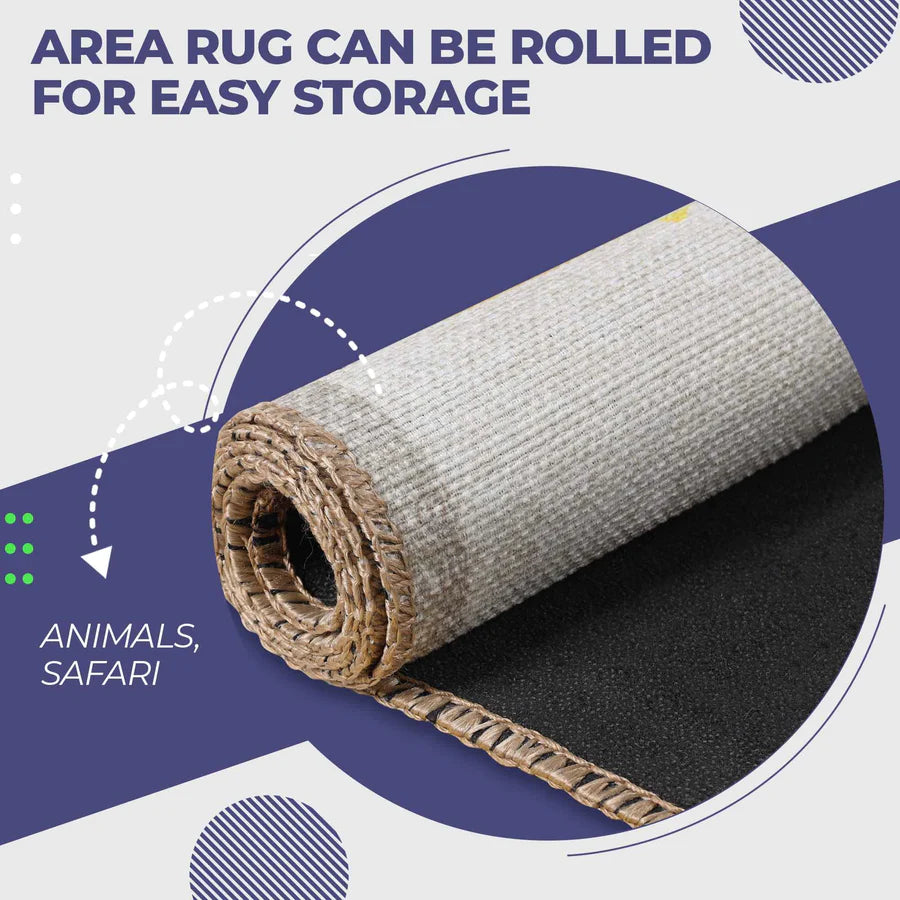 Non-Slip Animal Safari Playroom Rug for Kids - Soft Indoor Play Mat for Nursery, Bedroom & Play Area