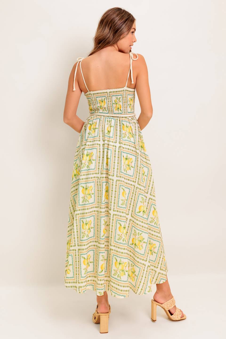 LESLIE Lemon Print Midi Dress - Floral Summer Dress for Women, Casual & Party Wear, Perfect for Beach, Vacation, and Outdoor Events