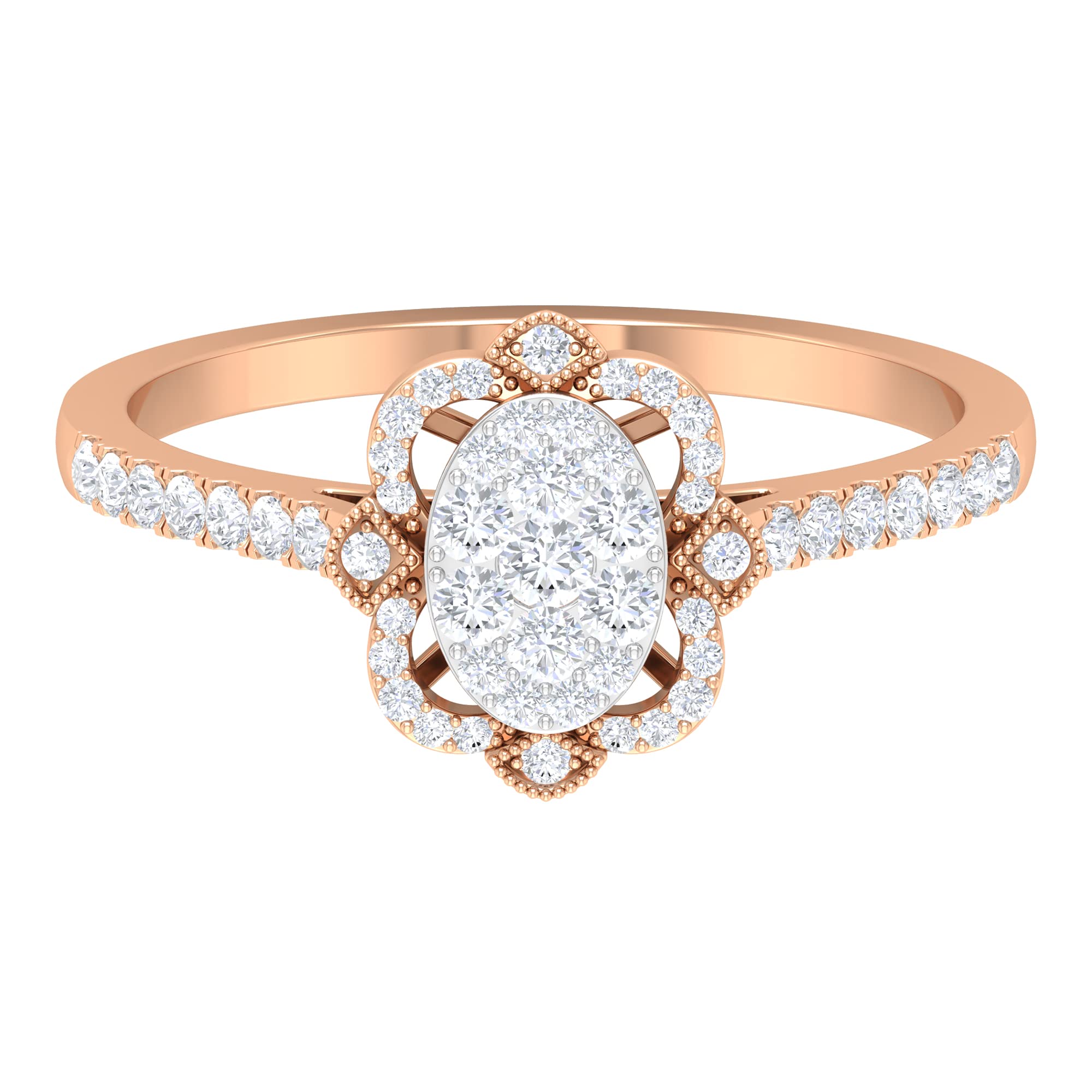 3/4 CT Illusion Set Diamond Engagement Ring - Art Deco Solitaire Ring in 14K Solid Gold for Women | Perfect for Proposals, Weddings & Anniversaries
