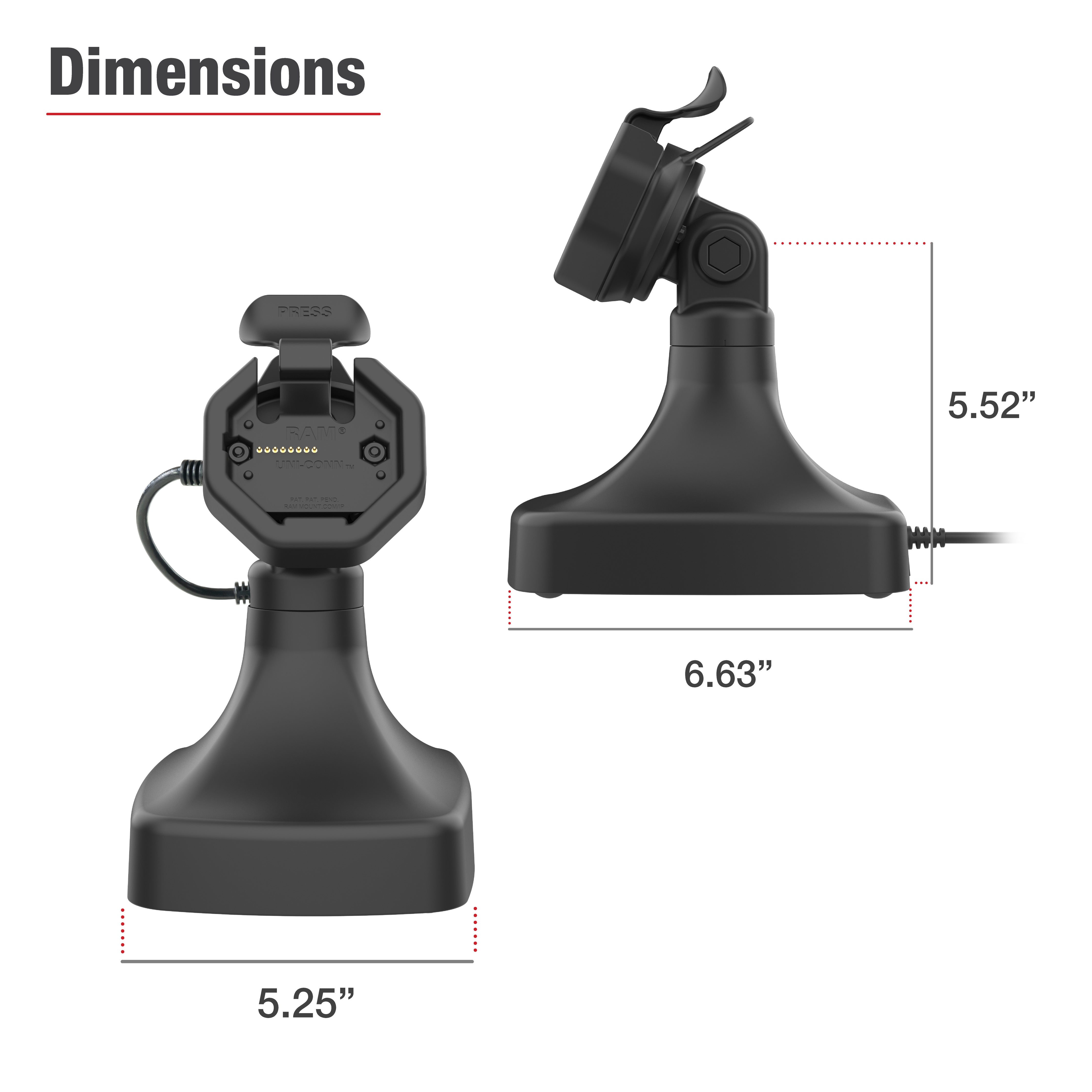 GDS® Uni Conn™ Powered Tilt & Swivel Dock with PoE (RAM GDS DOCK D14 U3E) - Adjustable Monitor Stand for Office & Home Workstations - Perfect for Dual Monitor Setup & Ergonomic Workspaces